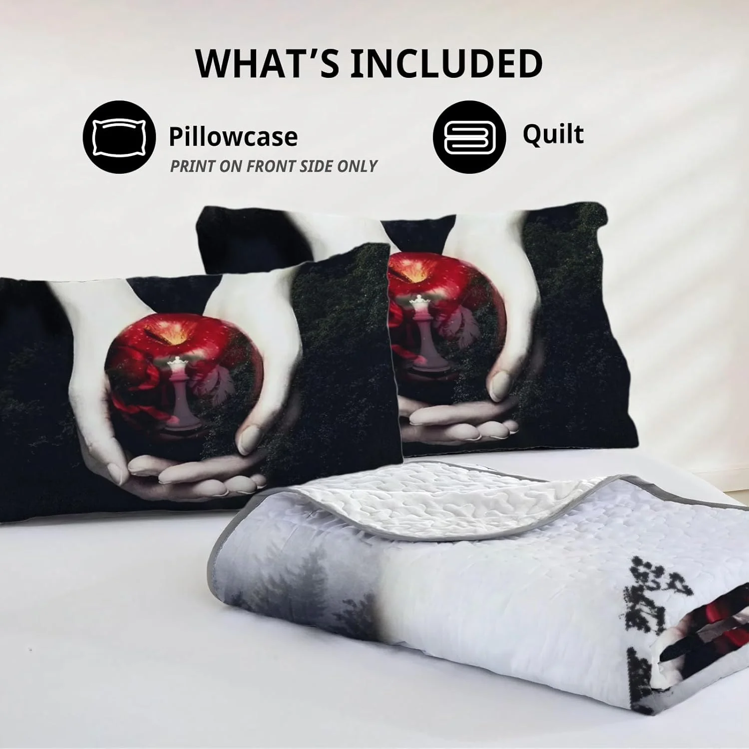 رو تختی دو نفره آلنجوی طرح رمانتیک شبانه، ست رختخواب خون آشام، پارچه لحاف قابل شستشو با 1 رو بالشتی SC00114-007