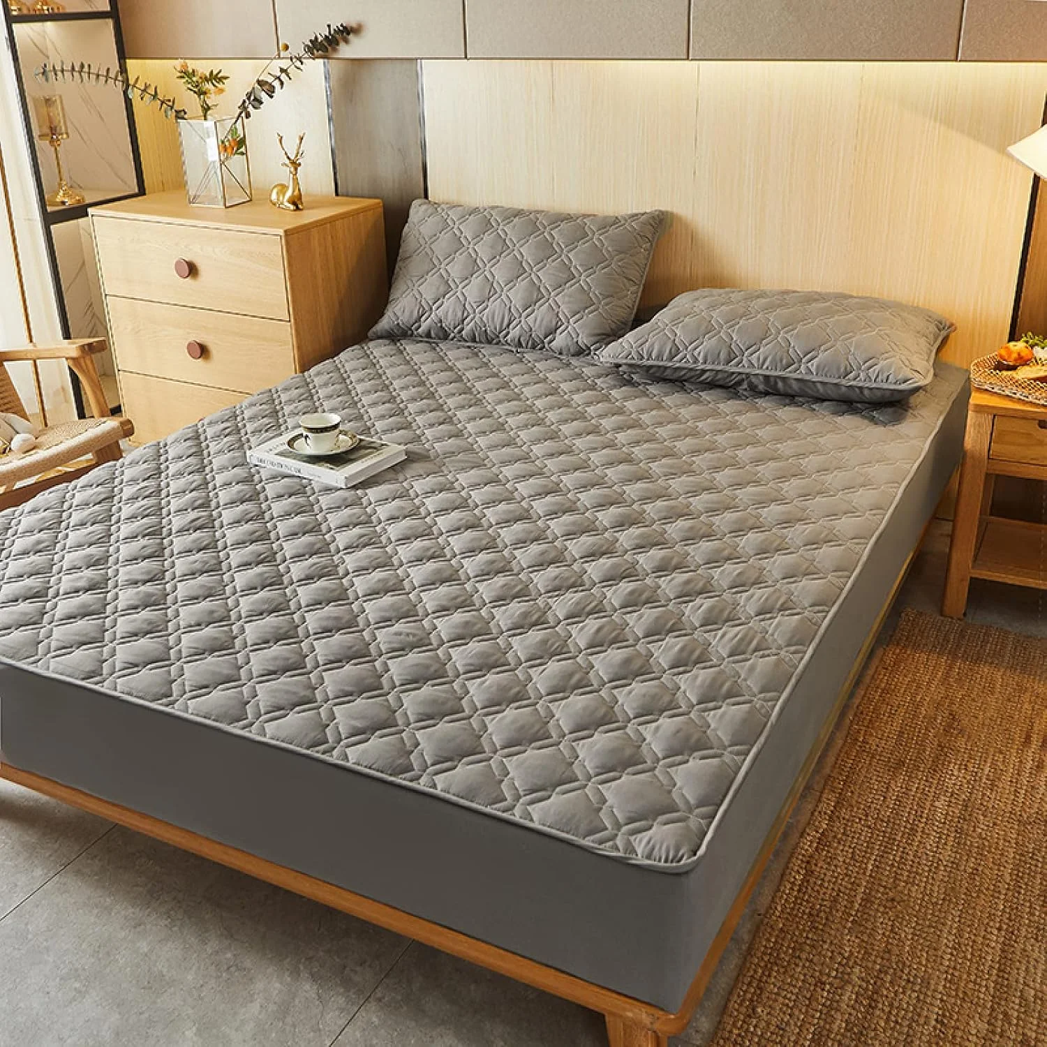 رو تختی پنبه ای BAJIN، رو تختی تکه دوزی شده شامل لحاف تنفسی، لحاف دوزی شده و ملحفه، 160x200+25 سانتی متر