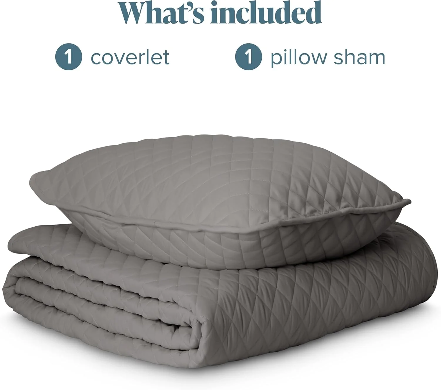 ست رو تختی دو تکه ممتاز Bare Home - سایز یک نفره/یک نفره بلند - طرح لوزی دوخته شده - فوق العاده نرم، لوکس، سبک وزن، مناسب تمام فصول (یک نفره/یک نفره بلند، خاکستری)