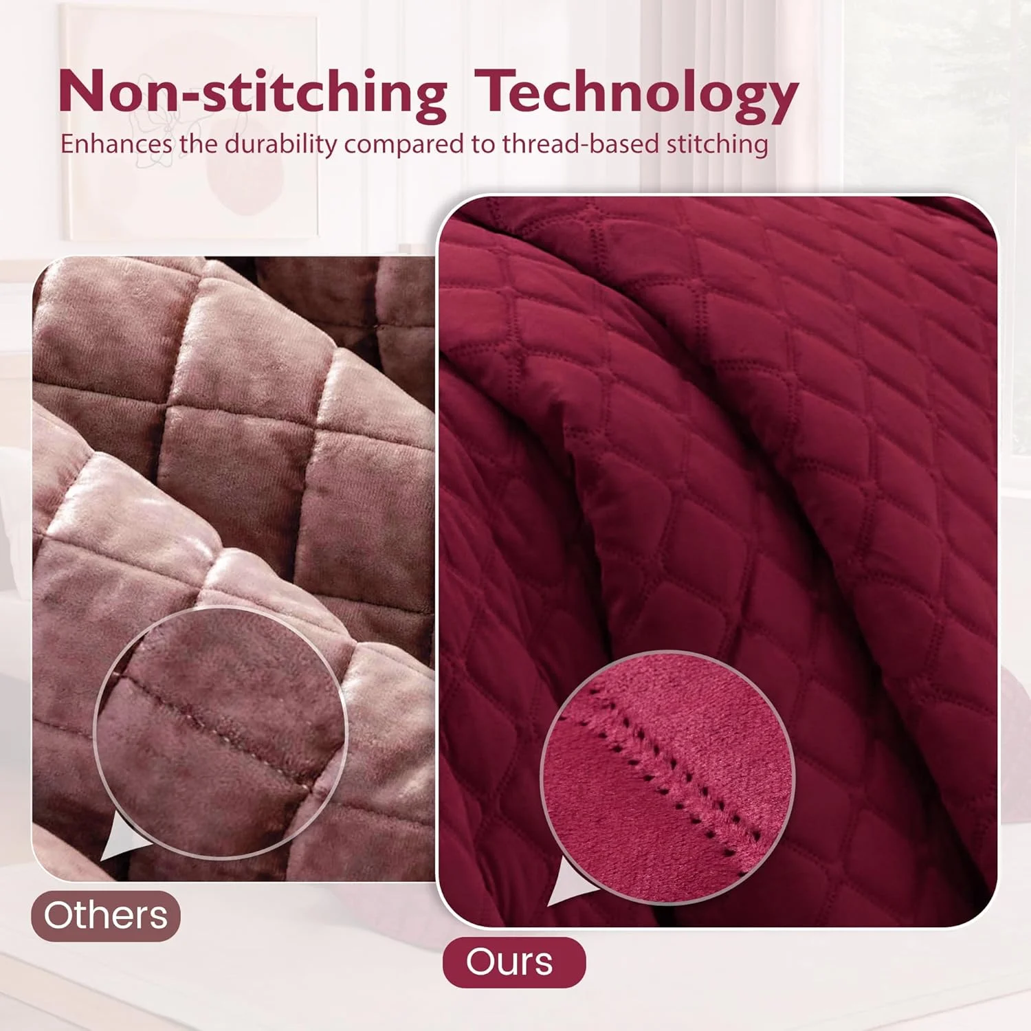 ست روتختی لحاف دار آلفا هوم سایز کوئین، ست لحاف مخملی لایه هوای سه بعدی شیک و ظریف، ست روتختی سبک وزن مناسب تمام فصول (1 روتختی، 2 روبالشی)