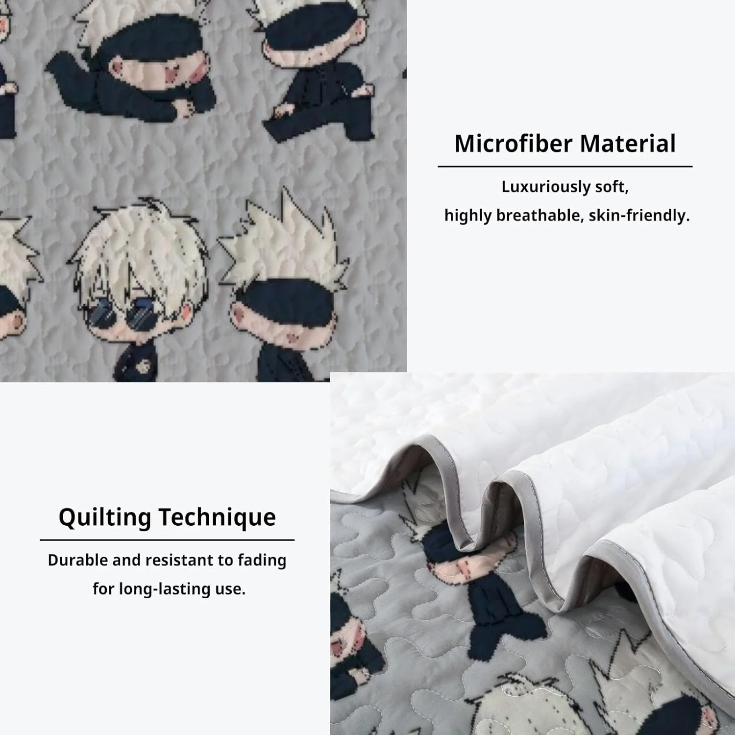 رو تختی دو نفره Allenjoy طرح جادوگران، ست روتختی انیمه، لحاف پارچه ای قابل شستشو با 1 روبالشی SC00230-007