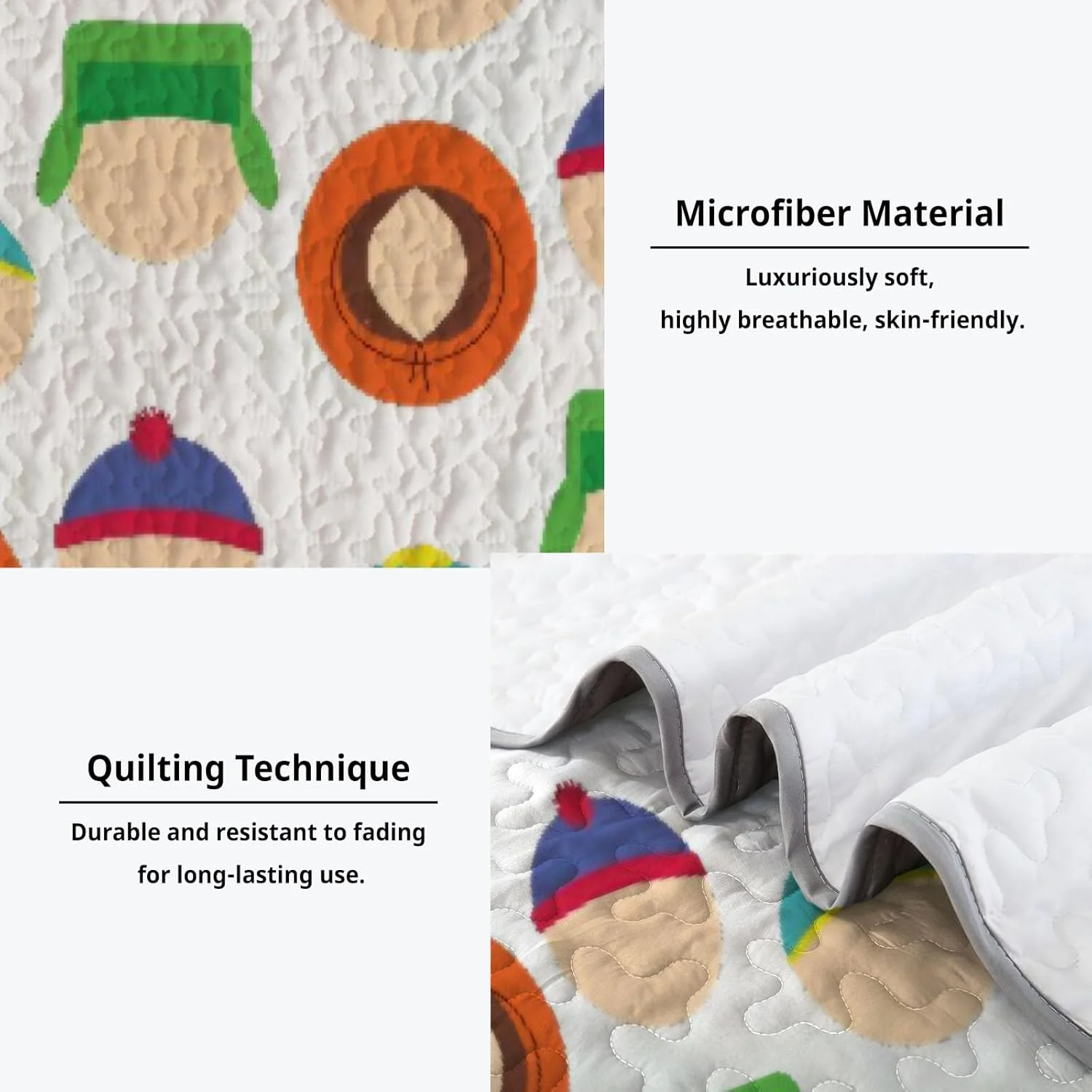 رو تختی کارتونی طنز آلنجوی سایز کینگ، ست روتختی کمدی انیمیشنی، لحاف پارچه ای قابل شستشو با 2 روبالشتی SC00237-007