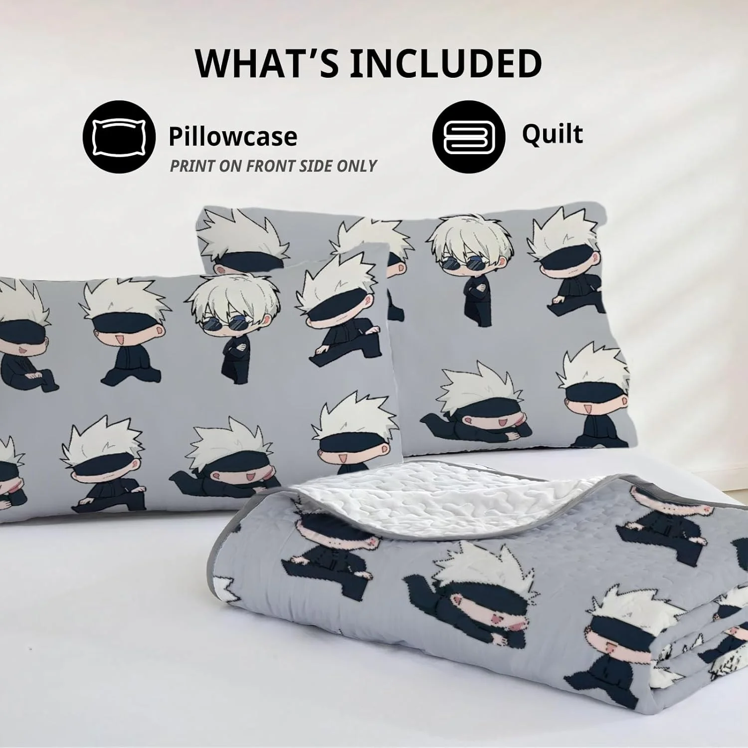 رو تختی دو نفره Allenjoy طرح جادوگران، ست روتختی انیمه، لحاف پارچه ای قابل شستشو با 1 روبالشی SC00230-007