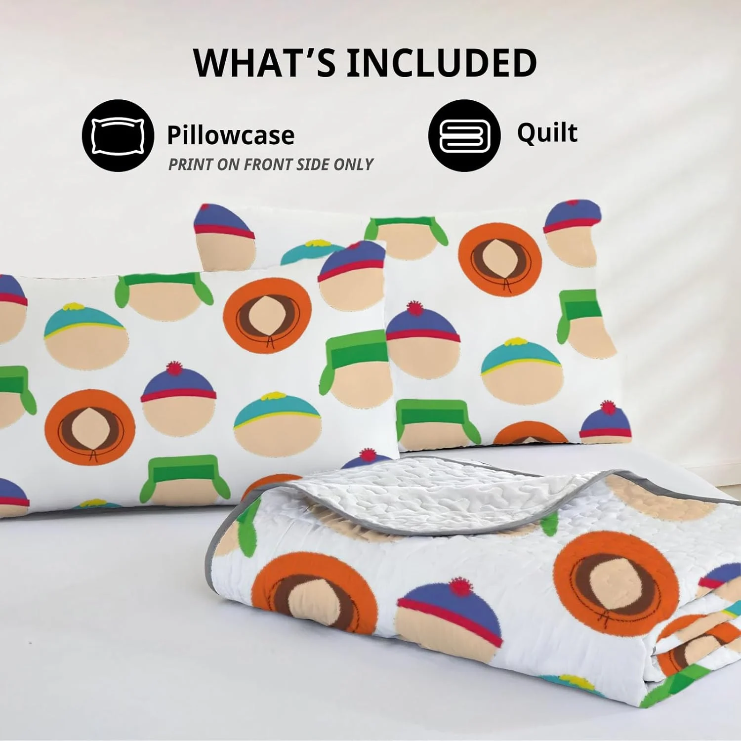 رو تختی کارتونی طنز آلنجوی سایز کینگ، ست روتختی کمدی انیمیشنی، لحاف پارچه ای قابل شستشو با 2 روبالشتی SC00237-007