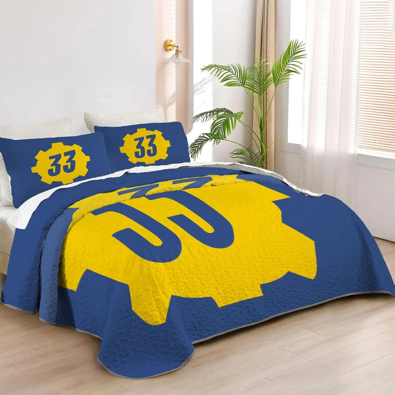 رو تختی دو نفره آلنجوی طرح ماجراجویی پسا آخرالزمانی، ست روتختی سرگردان در زمین بایر، لحاف پارچه ای قابل شستشو با 1 روبالشی SC00283-007