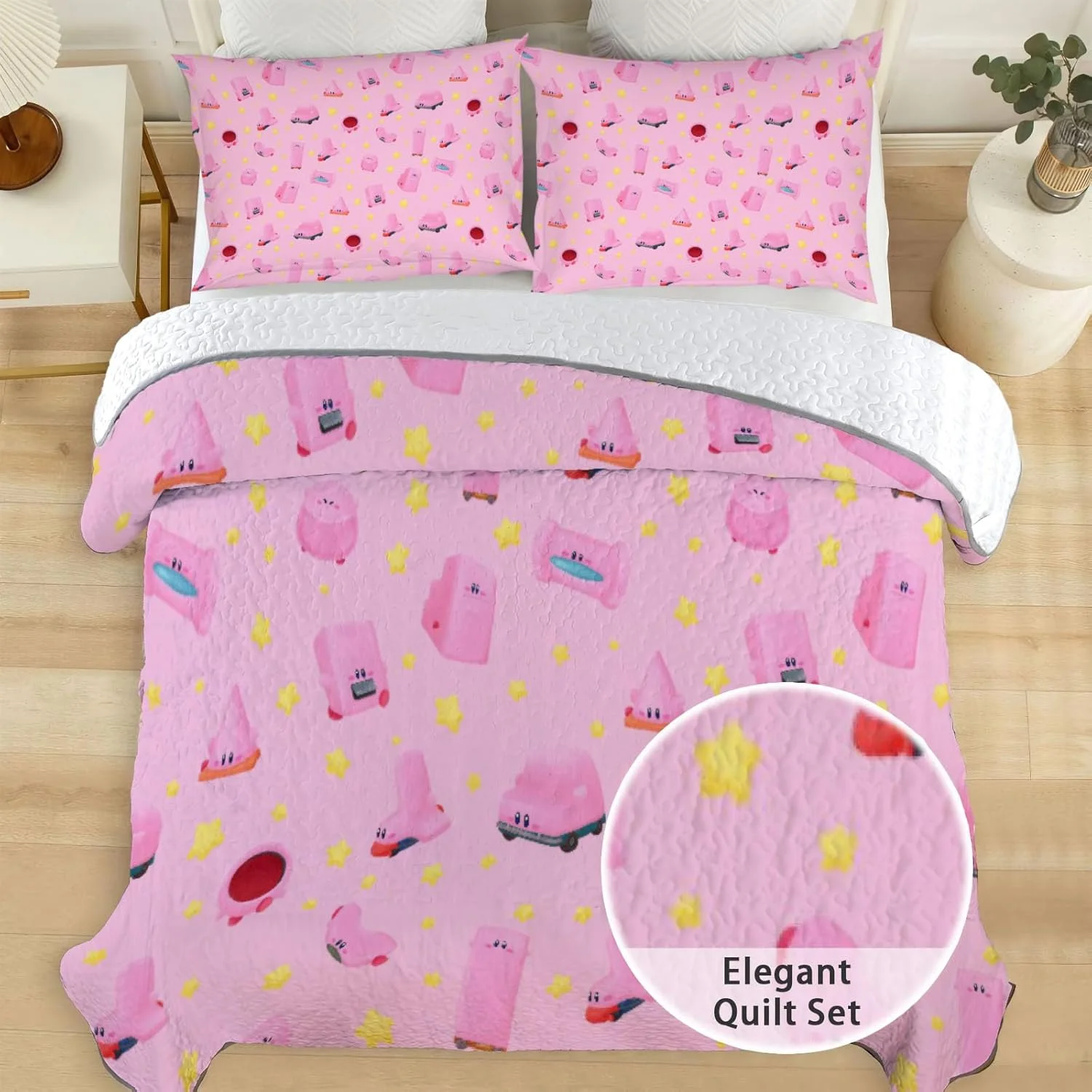 Allenjoy King Size Pink Puffball Quilt Bedspreads Dream Land Hero Bed Set Bedding Coverlet Fabric Washable with 2 Pillow Shams SC00431-007 Allenjoy King Size Pink Puffball Quilt Bedspreads Dream Land Hero Bed Set Bedding Coverlet Fabric Washable with 2 Pillow Shams SC00431-007