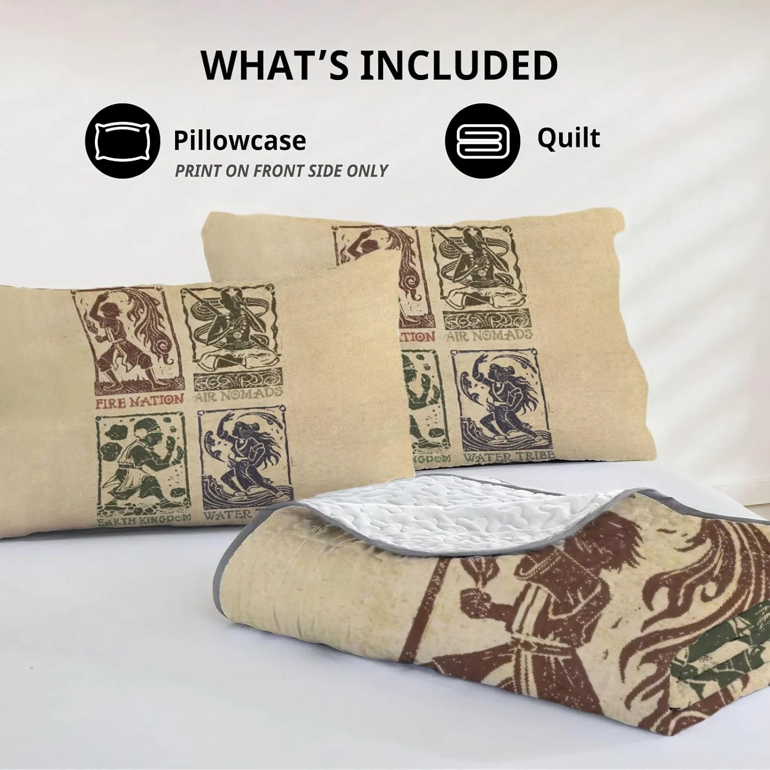 رو تختی دو نفره Allenjoy طرح Elemental Masters، ست روتختی فانتزی ماجراجویی، لحاف پارچه ای قابل شستشو به همراه 1 روبالشتی SC00395-007