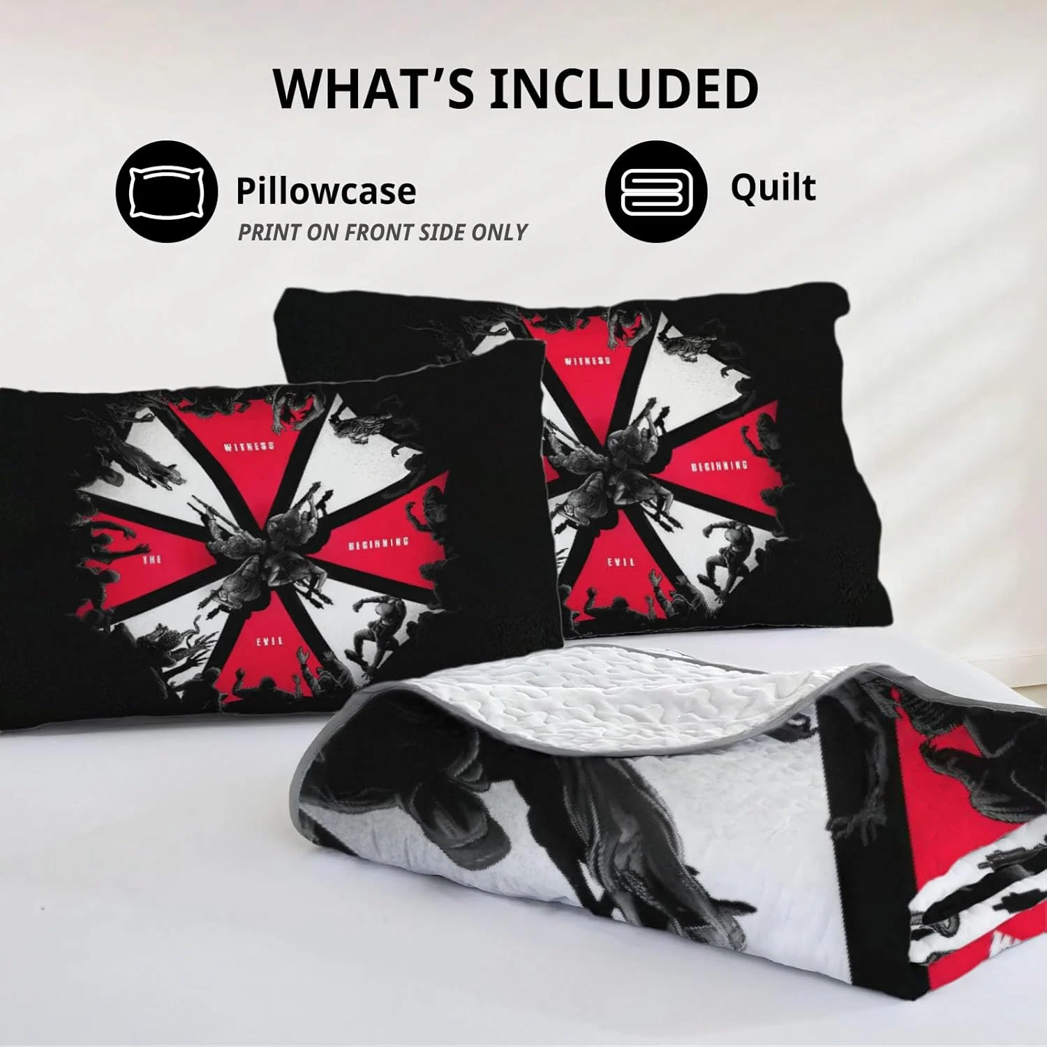 رو تختی طرح زامبی آلنجوی سایز کینگ، ست ملحفه طرح بقا و وحشت، لحاف پارچه ای قابل شستشو با 2 روبالشتی SC00188-007