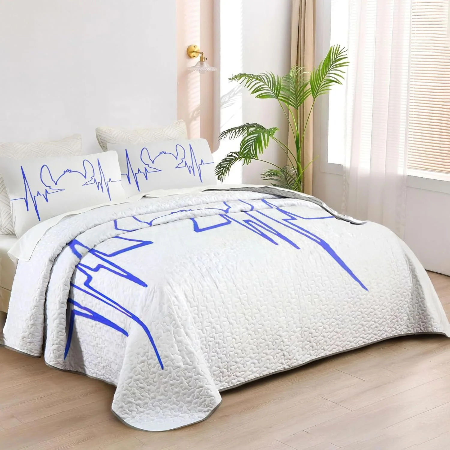 روتختی لحاف دار سایز کینگ Allenjoy طرح فضایی حیوانات خانگی، ست روتختی طرح همبازی های گرمسیری، لحاف پارچه ای قابل شستشو به همراه 2 روبالشتی SC00008-007