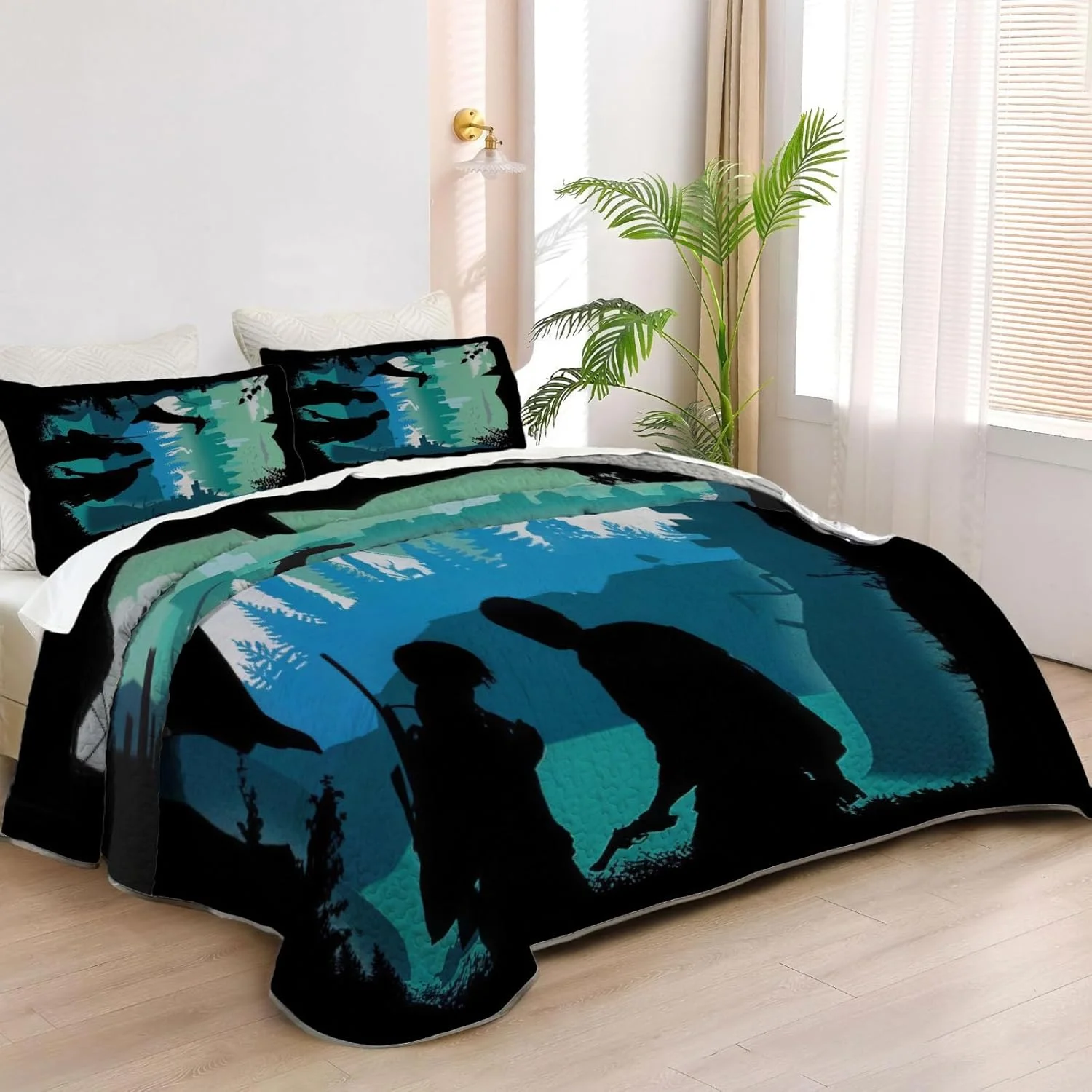 رو تختی طرح بازی Allenjoy سایز کویین، ست روتختی لحاف دار، پارچه قابل شستشو به همراه 2 روبالشتی SC00429-007