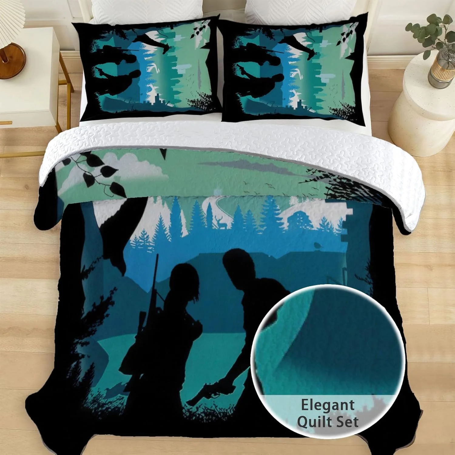 رو تختی طرح بازی Allenjoy سایز کویین، ست روتختی لحاف دار، پارچه قابل شستشو به همراه 2 روبالشتی SC00429-007