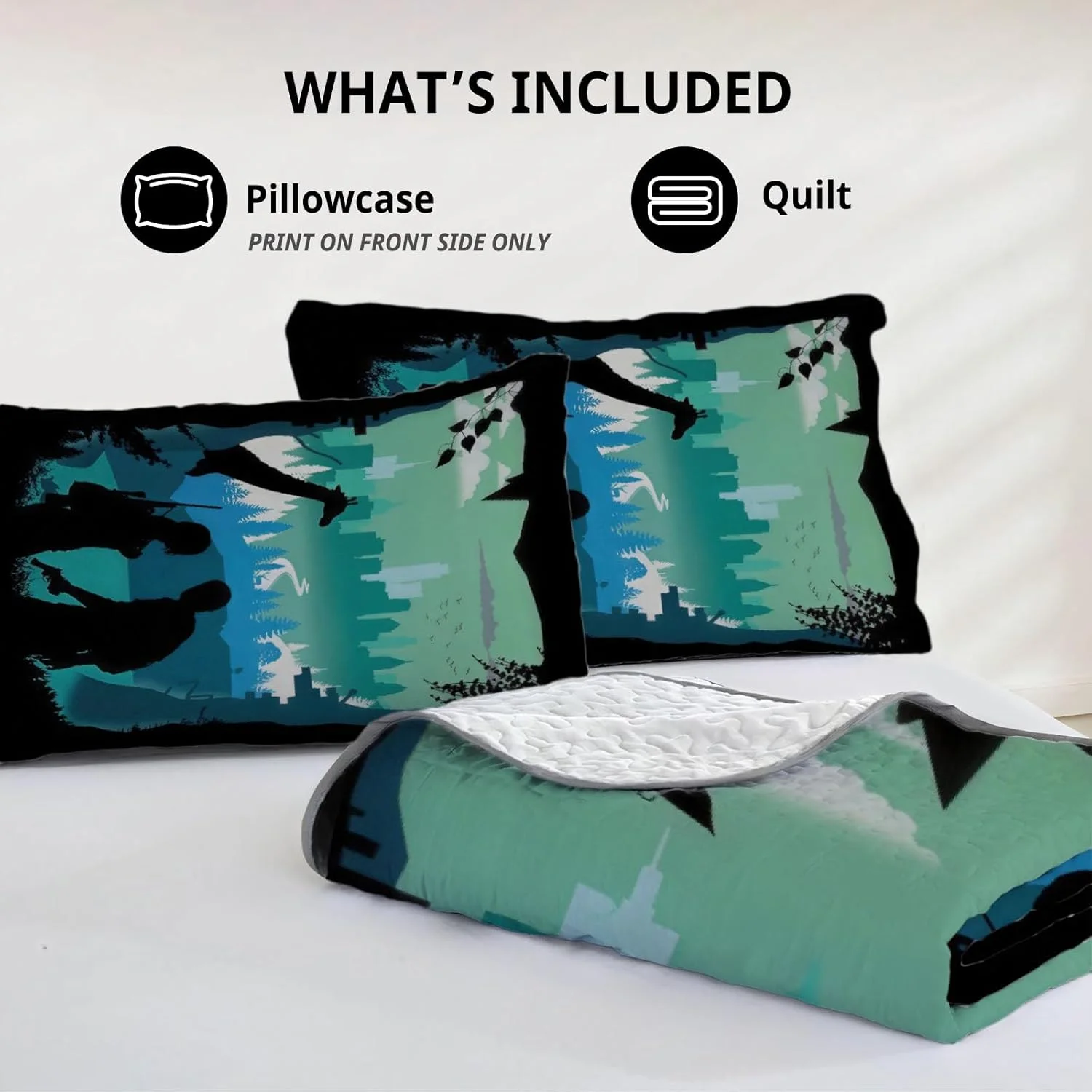 رو تختی طرح بازی Allenjoy سایز کویین، ست روتختی لحاف دار، پارچه قابل شستشو به همراه 2 روبالشتی SC00429-007