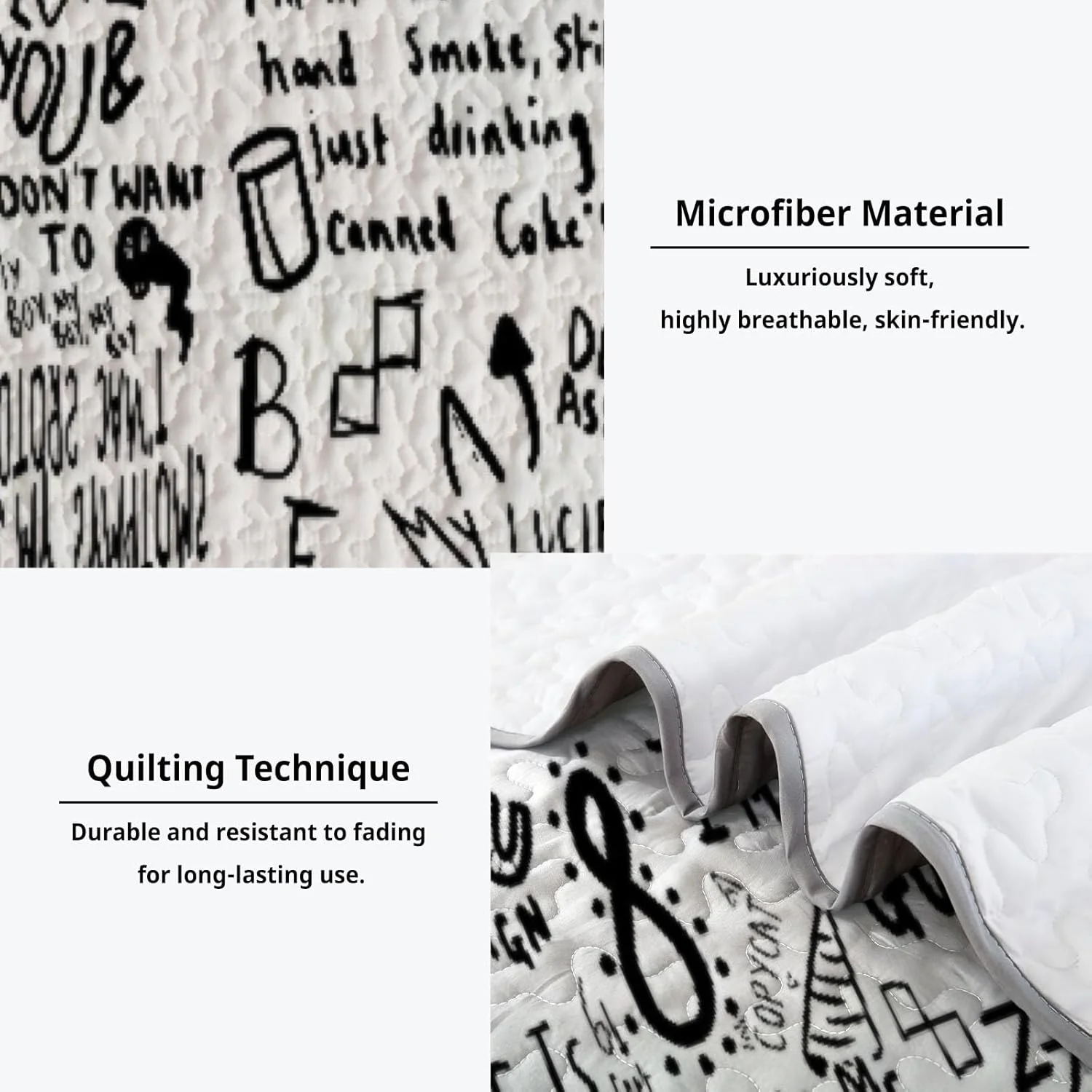 رو تختی دو نفره آلنجوی طرح پاپ موز تیره، ست روتختی طرح منظره صوتی موج دار، لحاف پارچه ای قابل شستشو با 1 روبالشی SC00118-007