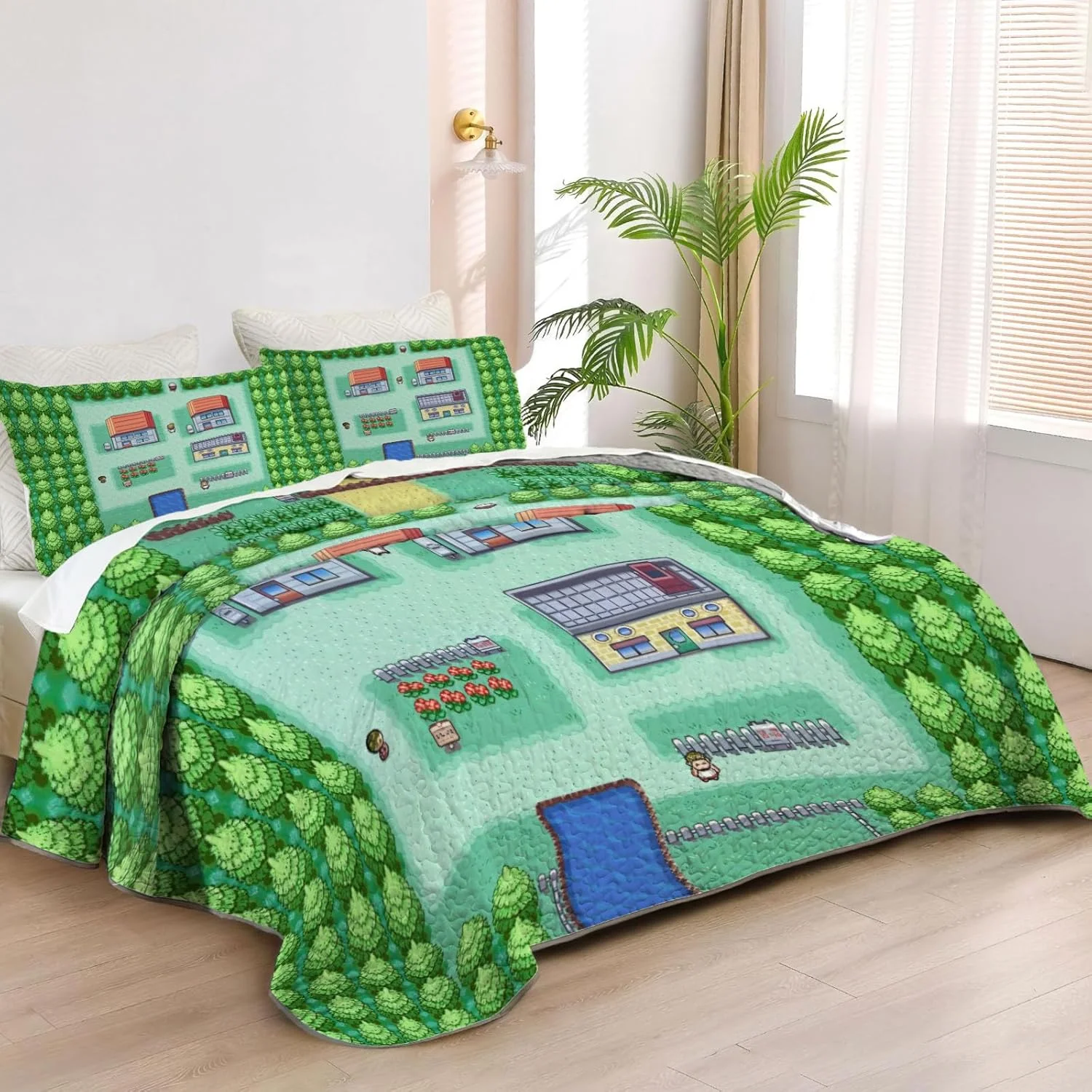 روتختی طرح دوستان هیولا سایز کوئین Allenjoy، ست روتختی انیمه، لحاف پارچه ای قابل شستشو با 2 روبالشتی SC00465-007