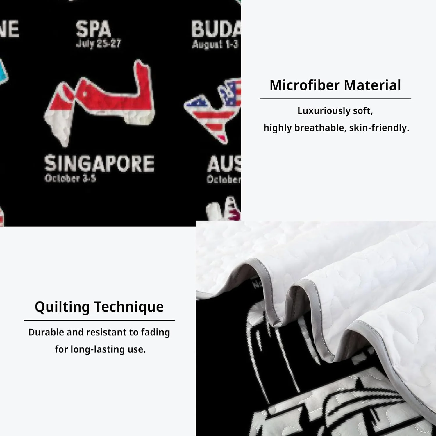 رو تختی دو نفره آلنجوی طرح موتوراسپورت، ست روتختی لحاف دار قابل شستشو به همراه 1 روبالشتی مدل SC00265-007