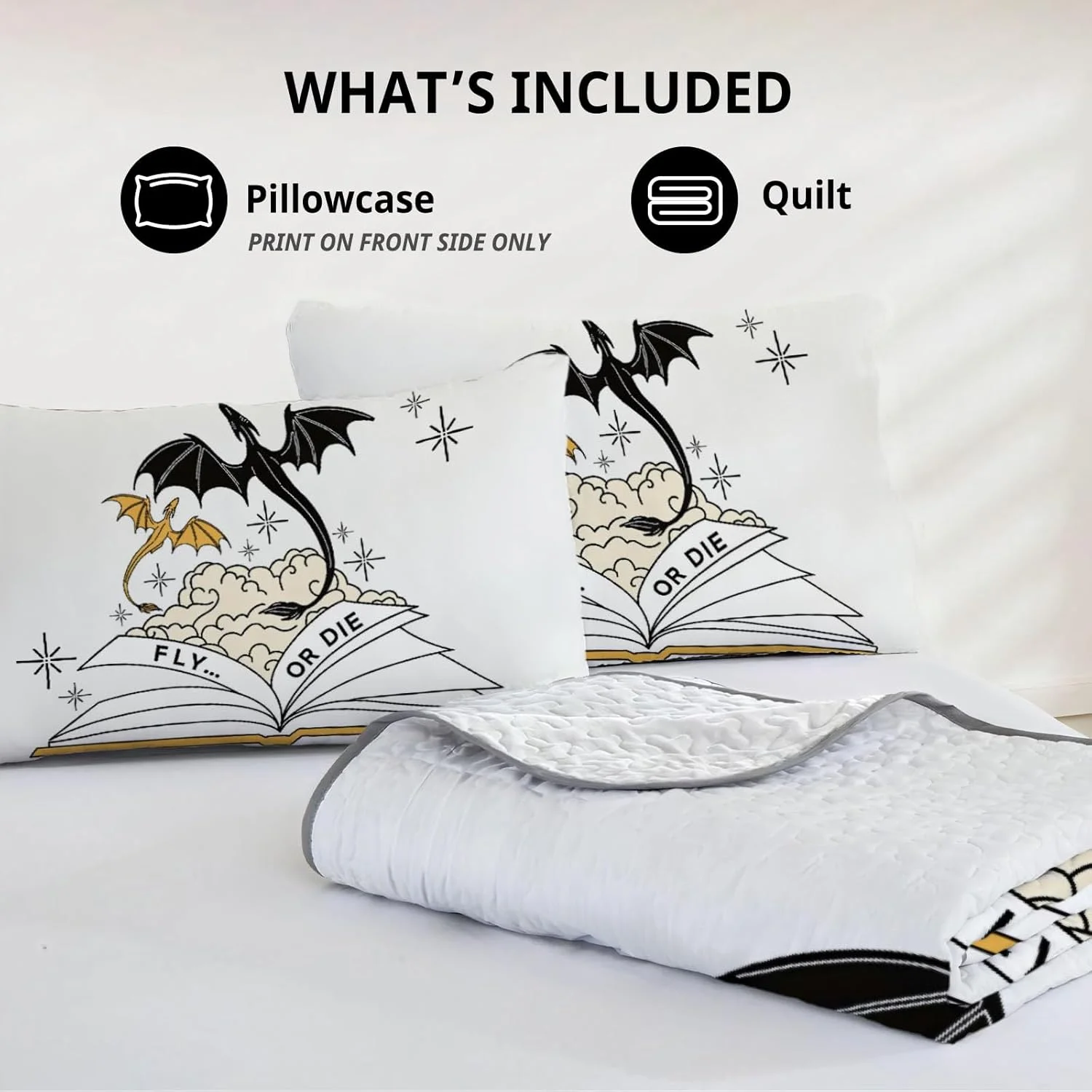 رو تختی طرح اژدها سایز کینگ Allenjoy، ست روتختی محافظان بالدار، لحاف پارچه ای قابل شستشو به همراه 2 روبالشتی SC00003-007