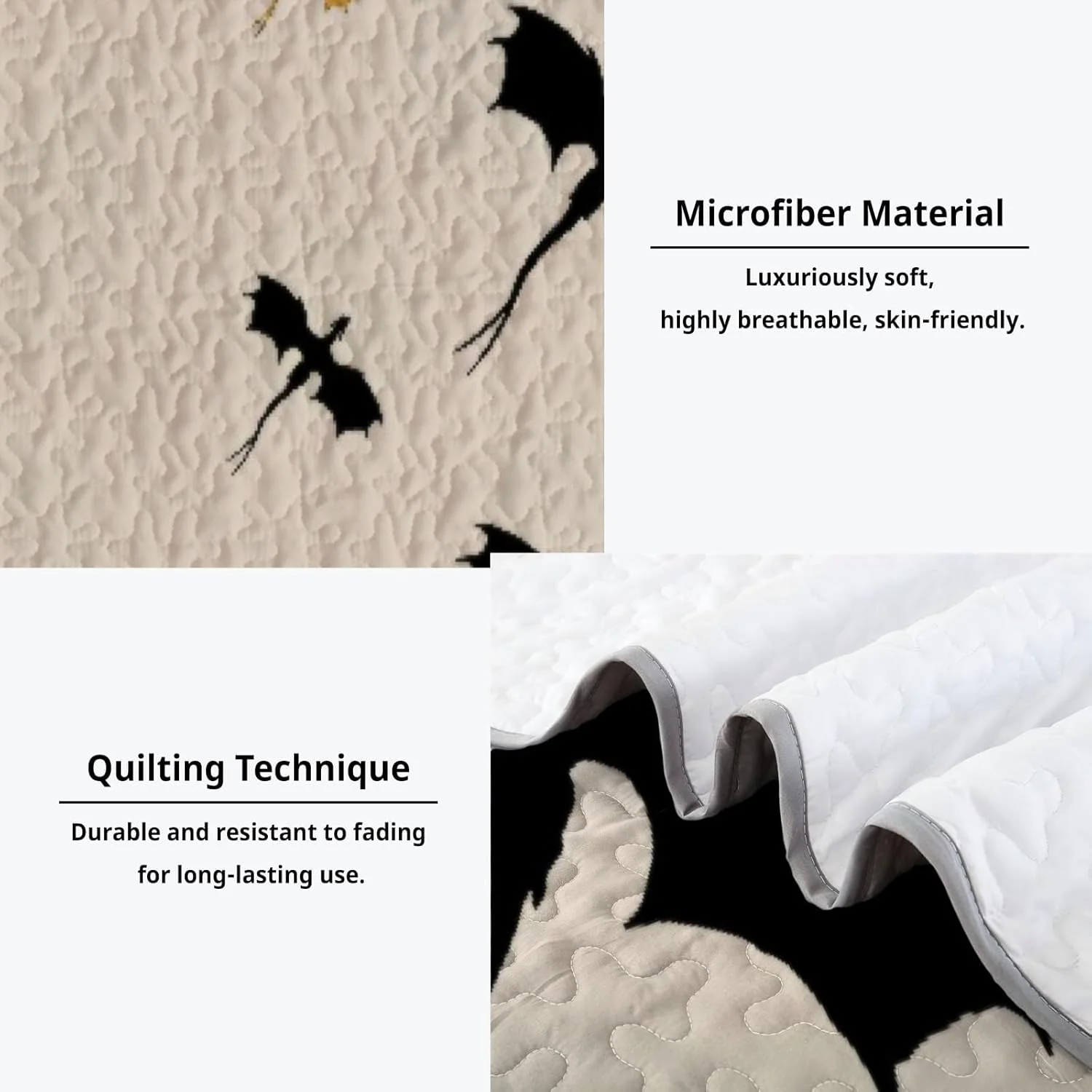 روتختی طرح اژدها سایز کینگ Allenjoy، ست ملحفه محافظان بالدار، لحاف پارچه ای قابل شستشو به همراه 2 روبالشتی SC00004-007