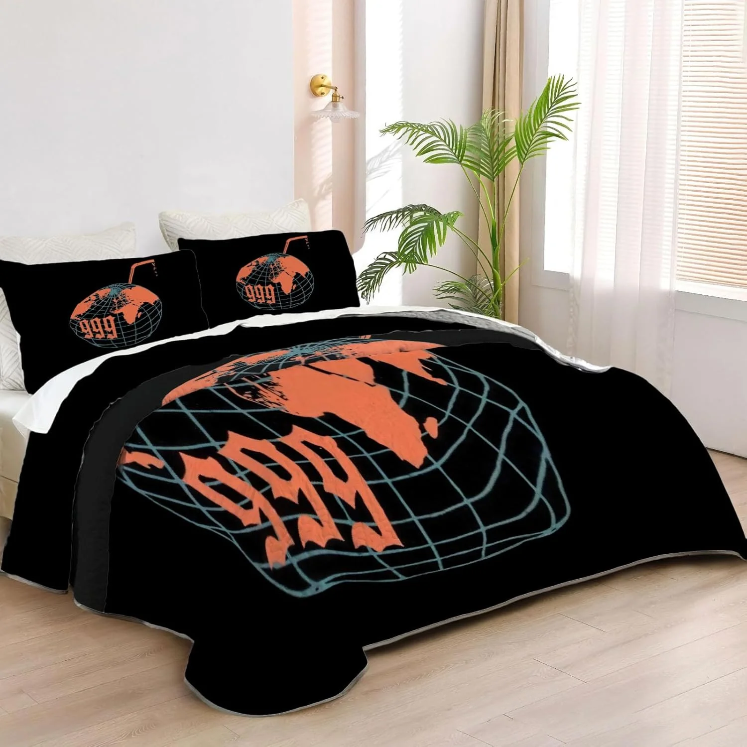 روتختی لحاف دار Allenjoy طرح Queen Size Music Prodigy، ست روتختی رپر احساسی، روکش لحاف پارچه ای قابل شستشو با 2 روبالشتی SC00224-007