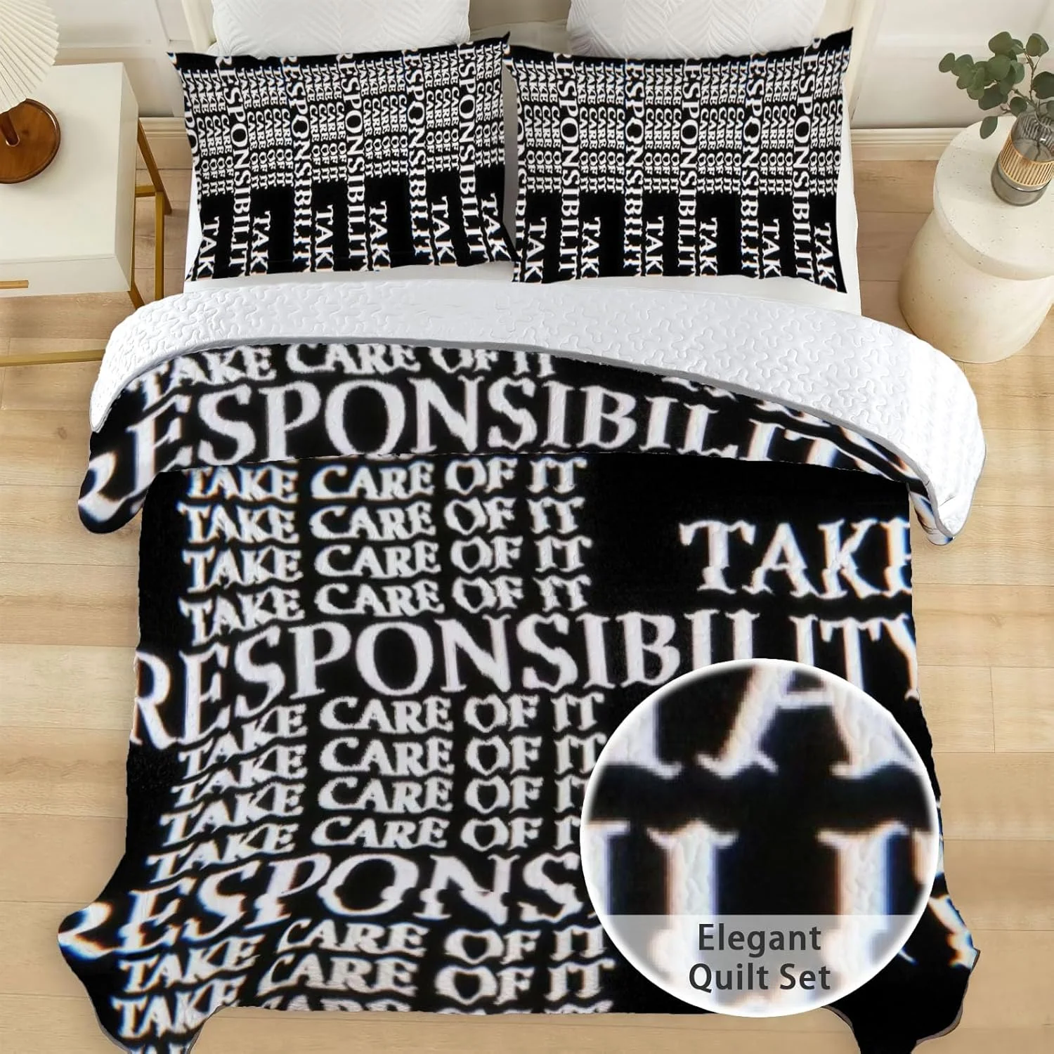 رو تختی دو نفره آلنجوی طرح بازی ترسناک، ست روتختی بازی ویدیویی، لحاف پارچه ای قابل شستشو با 1 روبالشی SC00399-007