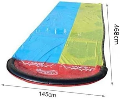 سر خوردن و آب بازی تابستانی - سرسره آبی چمن 4.7x15.3 فوت، سرسره آبی مسابقه ای دو نفره برای حیاط خلوت، سرسره آبی استخر، اسباب بازی تابستانی (قرمز و زرد و سبز)