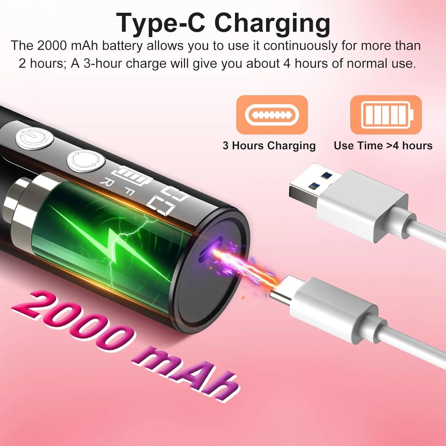 سوهان برقی پدیکور سوپر نایت، سوهان برقی 2 در 1 پا و ناخن، ابزار پدیکور قابل شارژ برای از بین بردن پوست مرده پا به همراه 30 عدد دیسک سمباده، 9 سرعت قابل تنظیم (صورتی)