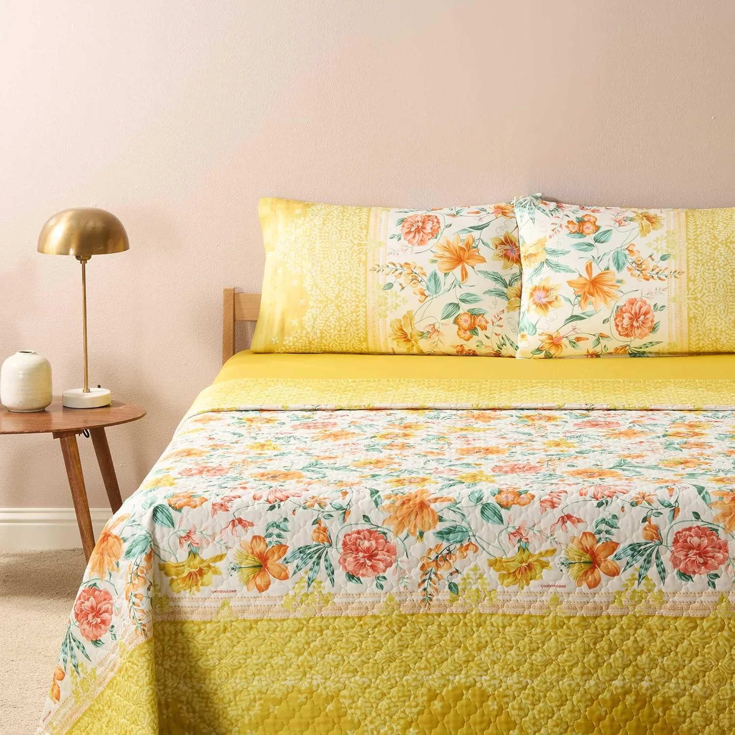 روتختی باستی کازابلانکا 9332278، 100% پنبه، رنگ زرد Y1، ابعاد 265 × 255 سانتی متر