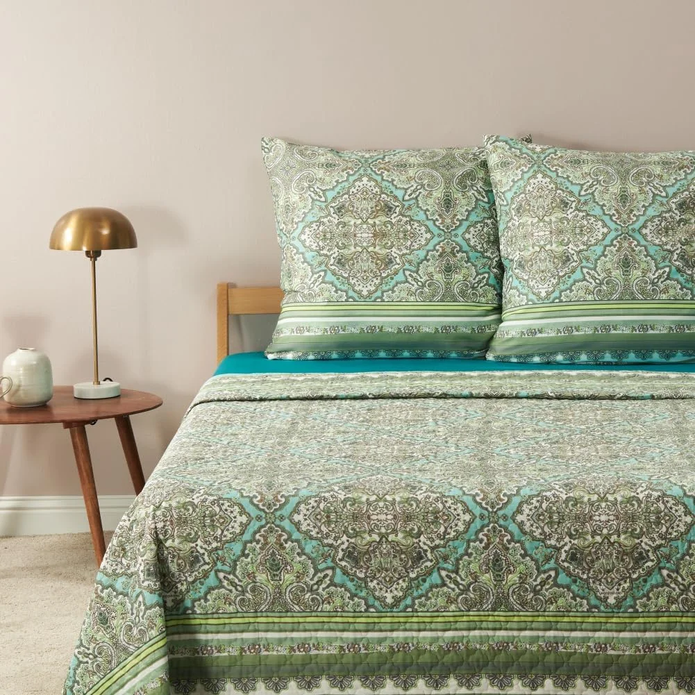 روتختی باستی مارکیاو 9328494، 100% پنبه، سبز پستهای V1، ابعاد 180x255 سانتیمتر روتختی باستی مارکیاو 9328494، 100% پنبه، سبز پستهای V1، ابعاد 180x255 سانتیمتر