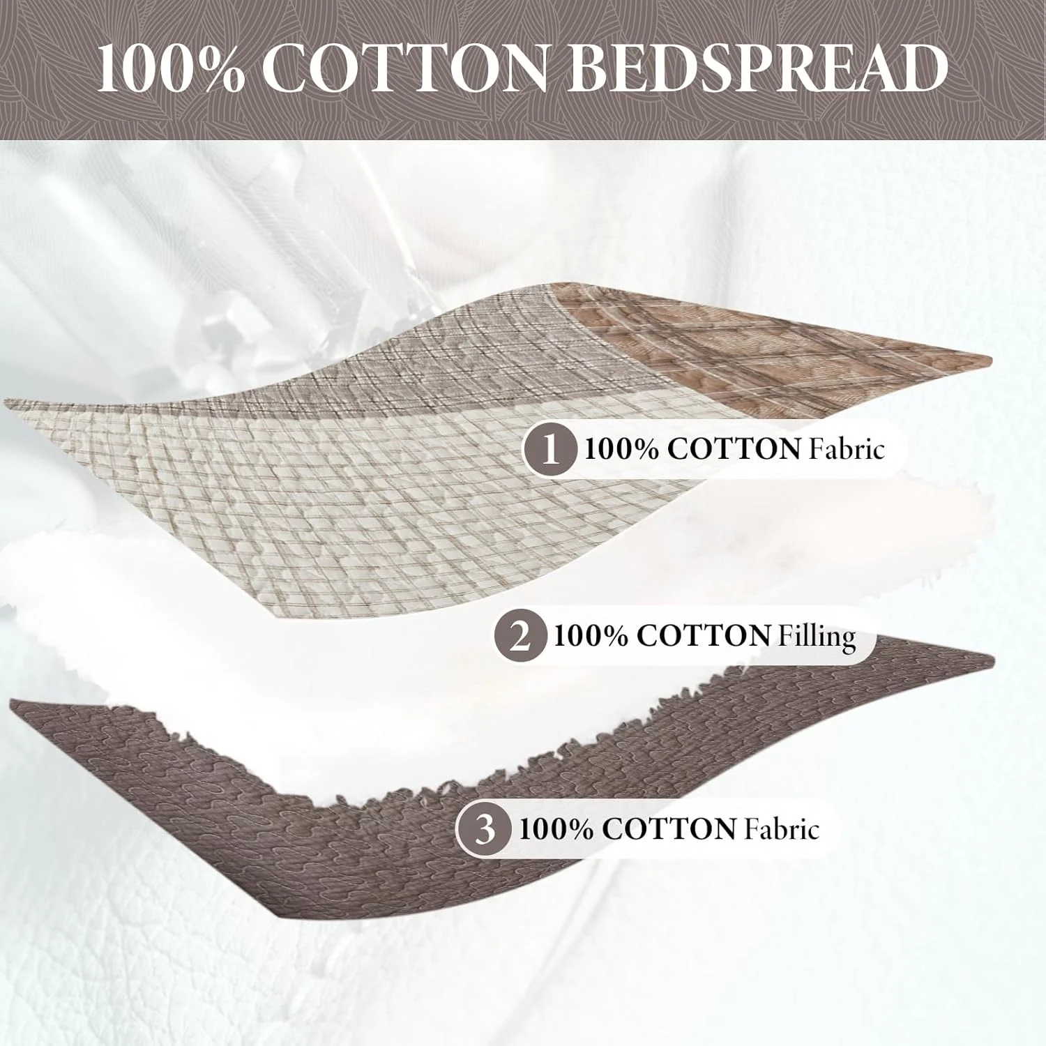 روتختی کینگ سایز بزرگ Bedduvit با طرح تکه دوزی مزرعه، پشمی و چهارخانه 100% پنبه ای، 3 تکه، قهوه ای/سفید/بژ، اندازه 305x305 سانتی متر روتختی کینگ سایز بزرگ Bedduvit با طرح تکه دوزی مزرعه، پشمی و چهارخانه 100% پنبه ای، 3 تکه، قهوه ای/سفید/بژ، اندازه 305x305 سانتی متر