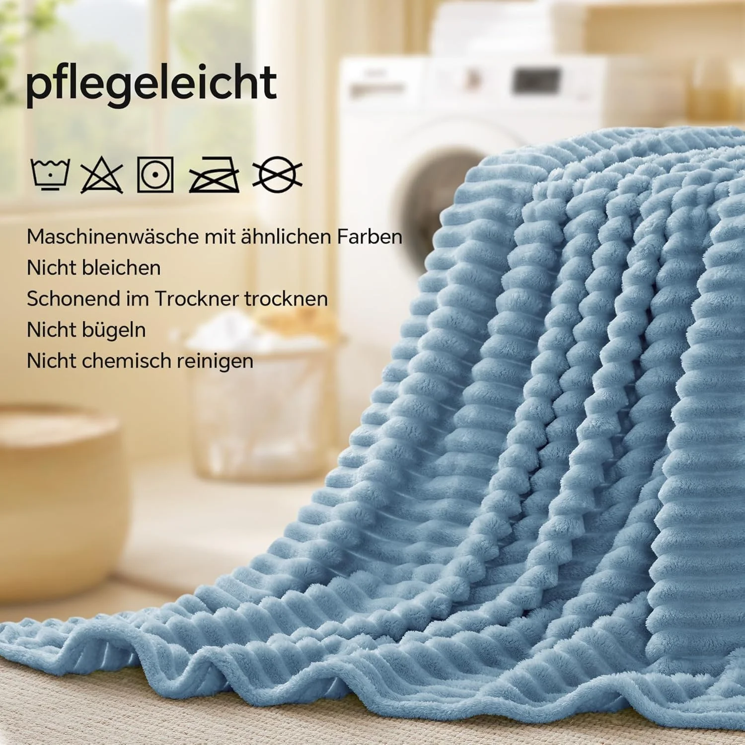 پتوی بغلی BEDELITE، پتوی نرم، خیلی بزرگ، پتوهای فلانل نرم، آبی، 230 x 270 سانتی متر برای تخت، راه راه های تزئینی، پتوی پشمی کبریتی، آبی روشن به عنوان روتختی برای اتاق خواب، پتوی کینگ