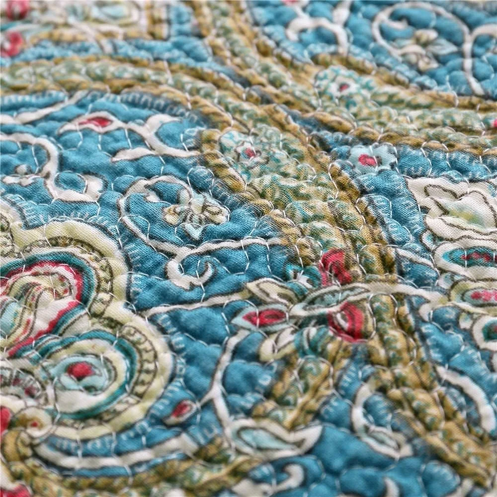 ست روتختی لحاف دوزی شده طرح گلدار کلاسیک Beddingleer سایز کینگ، طرح چهل تکه پنبه ای، ست لحاف/بالش طرح دار دست ساز، 3 تکه