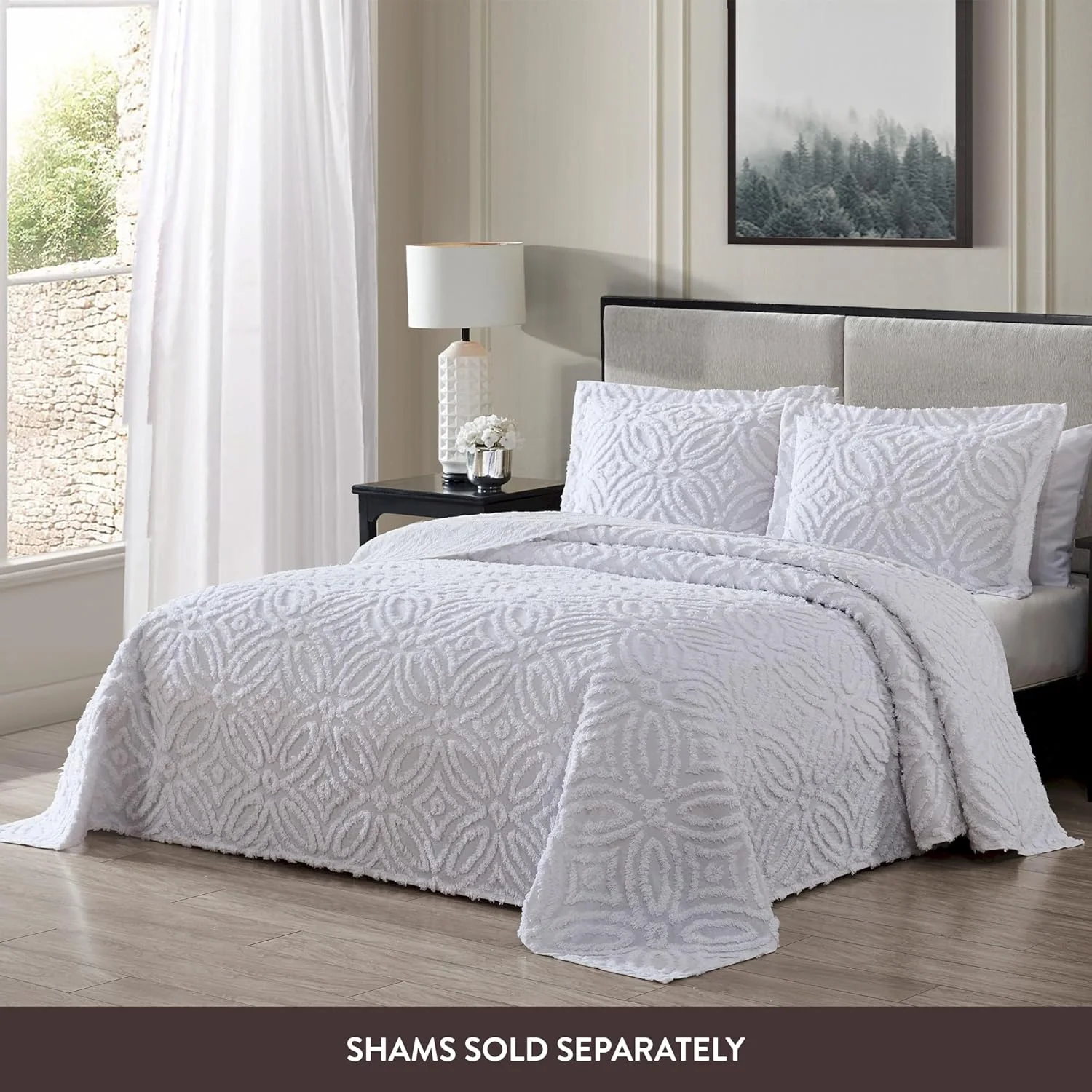 روتختی شنل طرح حلقه ازدواج Beatrice Home Fashions، سایز کوئین، سفید