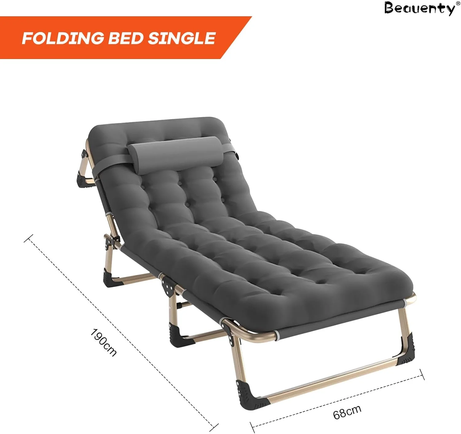 صندلی استراحت تاشو Beauenty، تخت خواب قابل تنظیم 4 حالته، صندلی تخت خواب ضخیم و پهن با تشک (مدل 3)