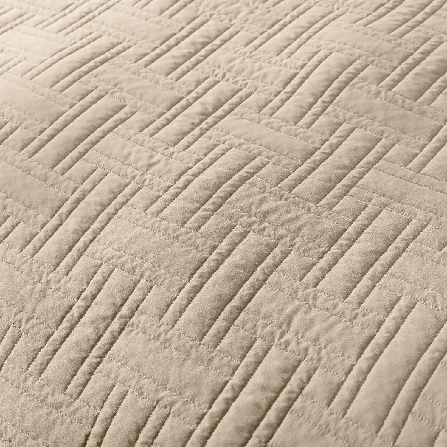 ست روتختی لحاف دار کرم بژ سایز کینگ به همراه روبالشتی، رو تختی نرم و سبک وزن، پتو لحافی نازک طرح بافت سبدی مناسب تمام فصول، 3 تکه، 264x228 سانتی متر