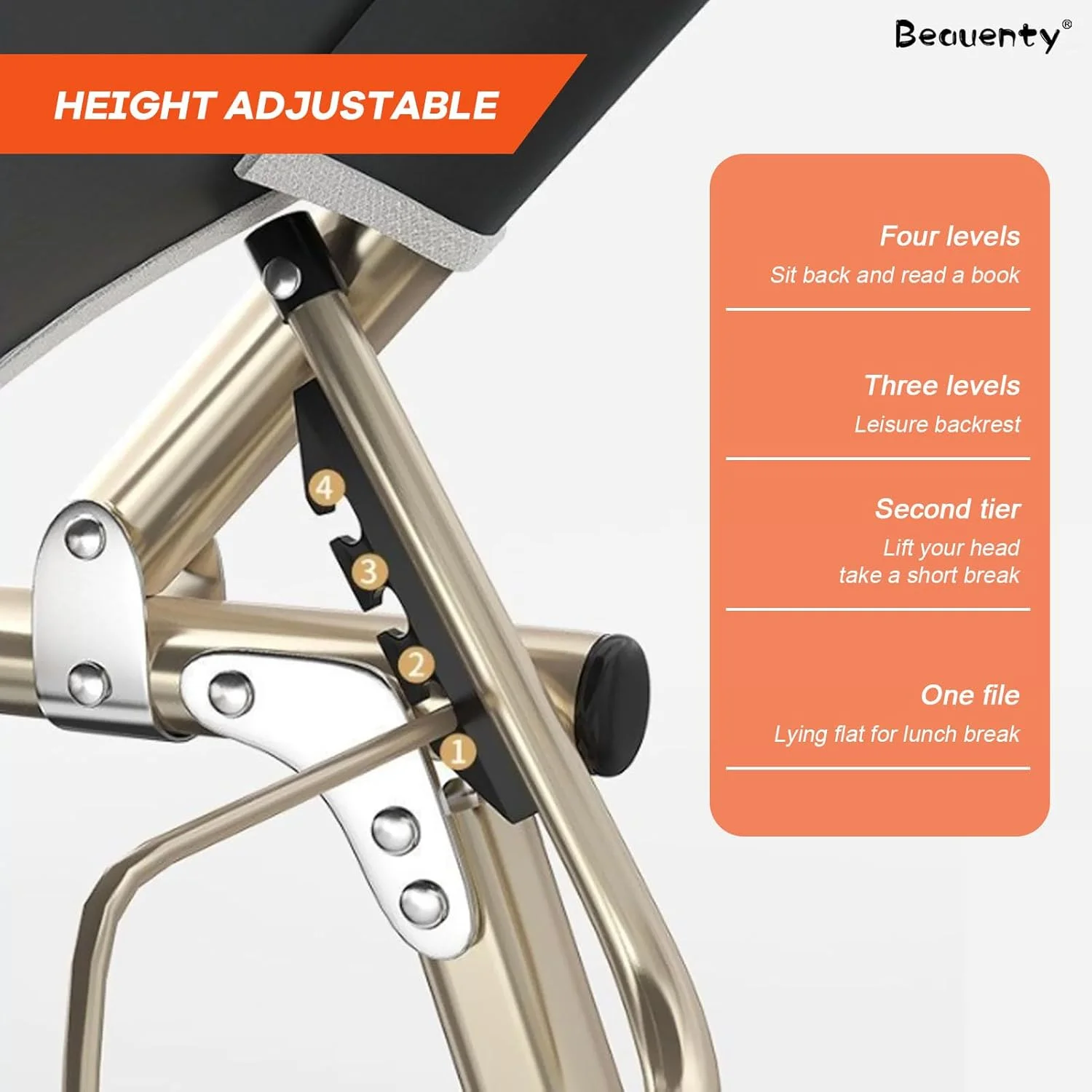 صندلی استراحت تاشو Beauenty، تخت خواب قابل تنظیم 4 حالته، صندلی تخت خواب ضخیم و پهن با تشک (مدل 3)