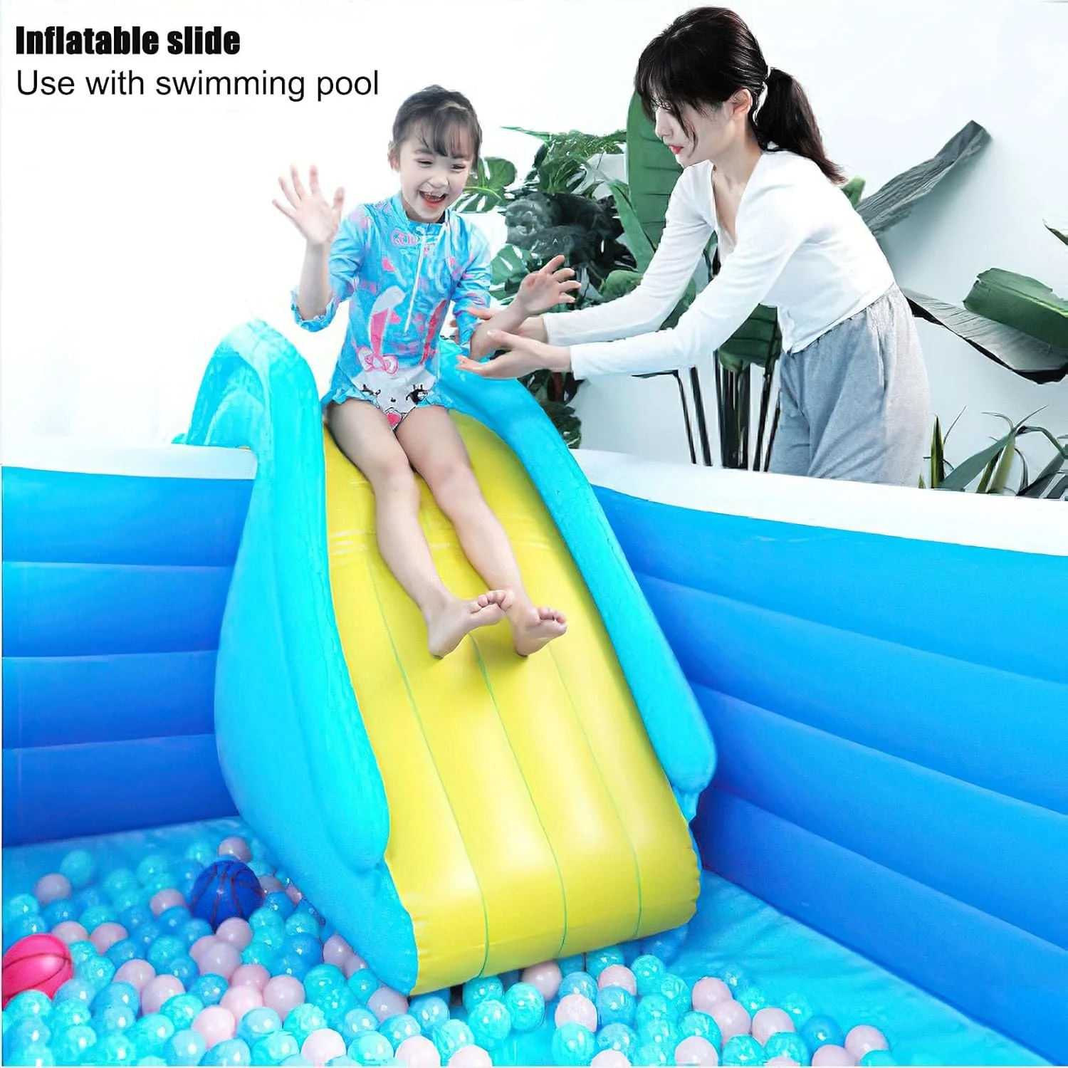 Kids Inflatable Slide, Inflatable Water Racing Slide Park, Portable Water Play Recreation Facility, Easy to Set Up Inflatable Play Center for Kids Indoor Outdoor Play right