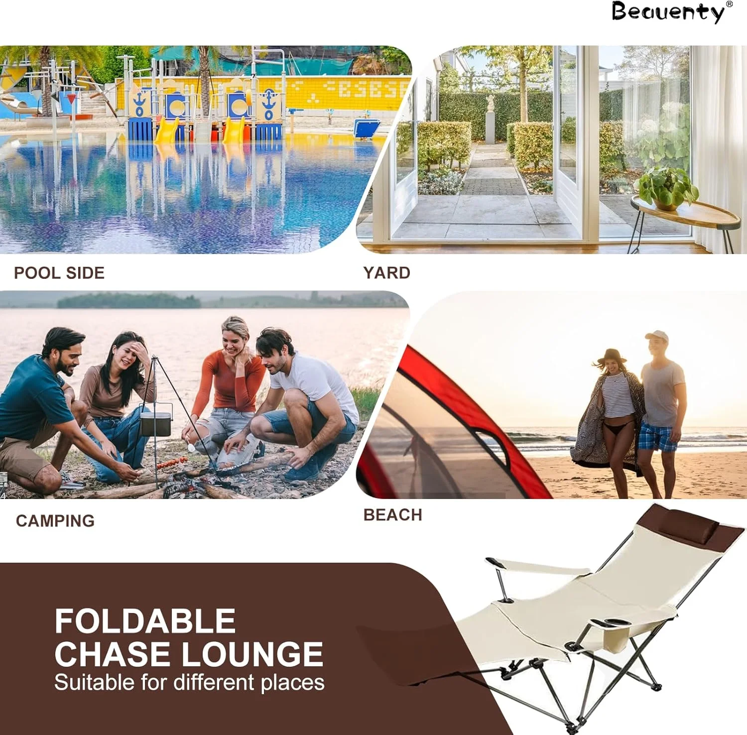 صندلی آفتابگیر تاشو Beauenty، صندلی استراحت قابل تنظیم، صندلی های تاشو کمپینگ با تکیه گاه سر، صندلی راحتی پاسیو برای باغ، ساحل، حیاط خلوت، استخر یا پیک نیک (مدل 2) صندلی آفتابگیر تاشو Beauenty، صندلی استراحت قابل تنظیم، صندلی های تاشو کمپینگ با تکیه گاه سر، صندلی راحتی پاسیو برای باغ، ساحل، حیاط خلوت، استخر یا پیک نیک (مدل 2)