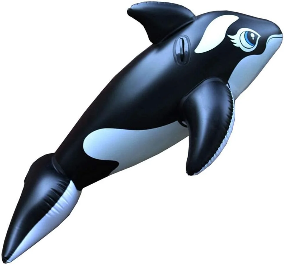 تخت بادی شناور طرح نهنگ مشکی PVC ضخیم شده، تشک بادی بزرگسال، تاشو، مناسب استخر، مبل ساحلی، صندلی شناور