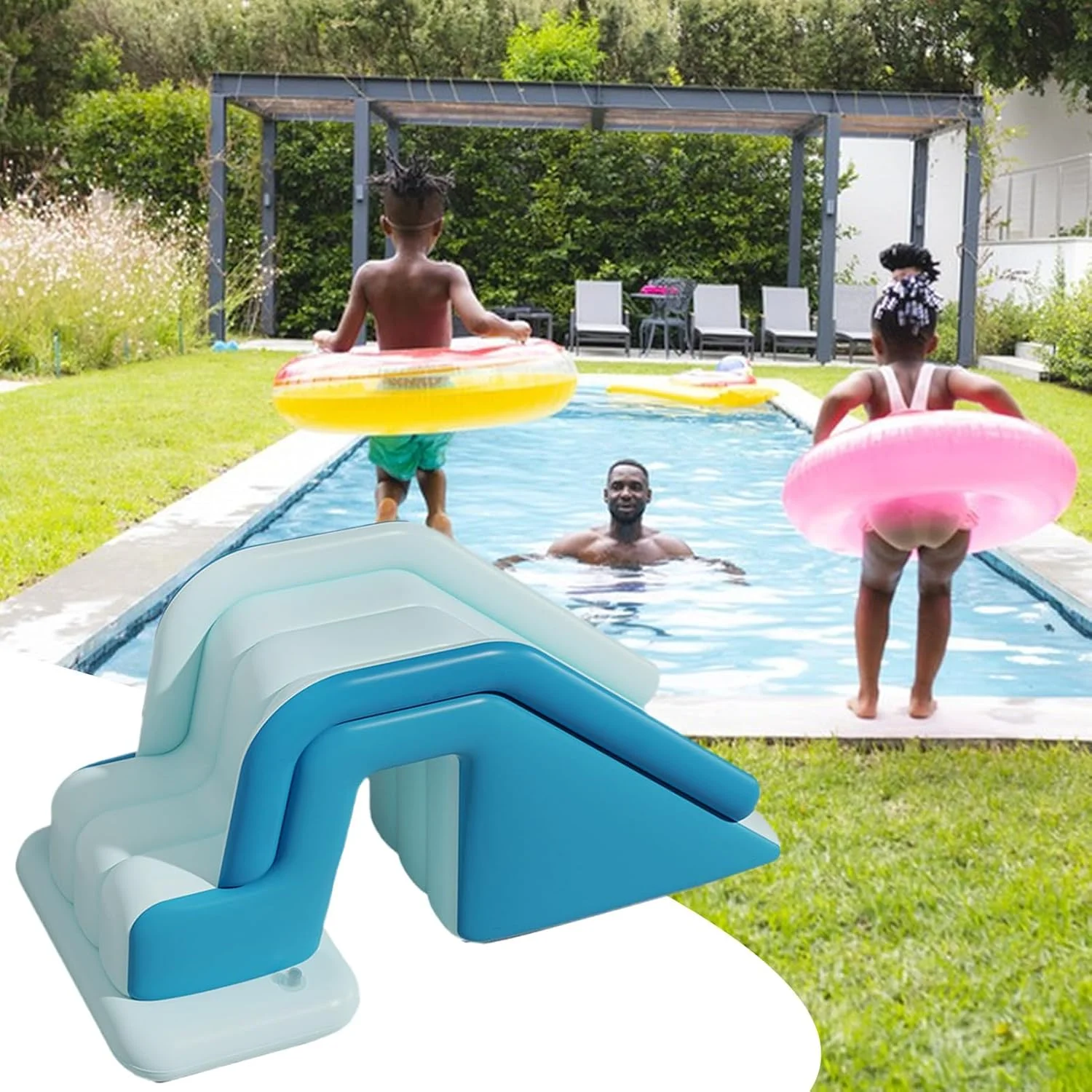 سرسره بادی استخر، سرسره بادی تاشو برای کودکان | سرسره خانوادگی ضد لغزش با نصب سریع برای پارک آبی، برکه جوانان، تولد، هتل، حیاط خلوت و تفریحات فضای باز