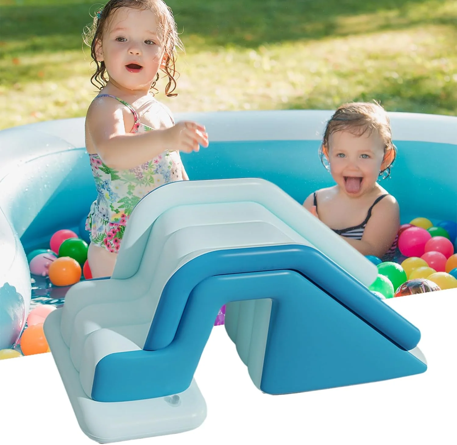 سرسره بادی استخر برای کودکان | سرسره های بادی تاشو، رمپ غیر لغزنده با اندازه خانوادگی و نصب سریع برای پارک آبی، برکه جوانان، تولد، هتل، حیاط خلوت، تفریحات در فضای باز