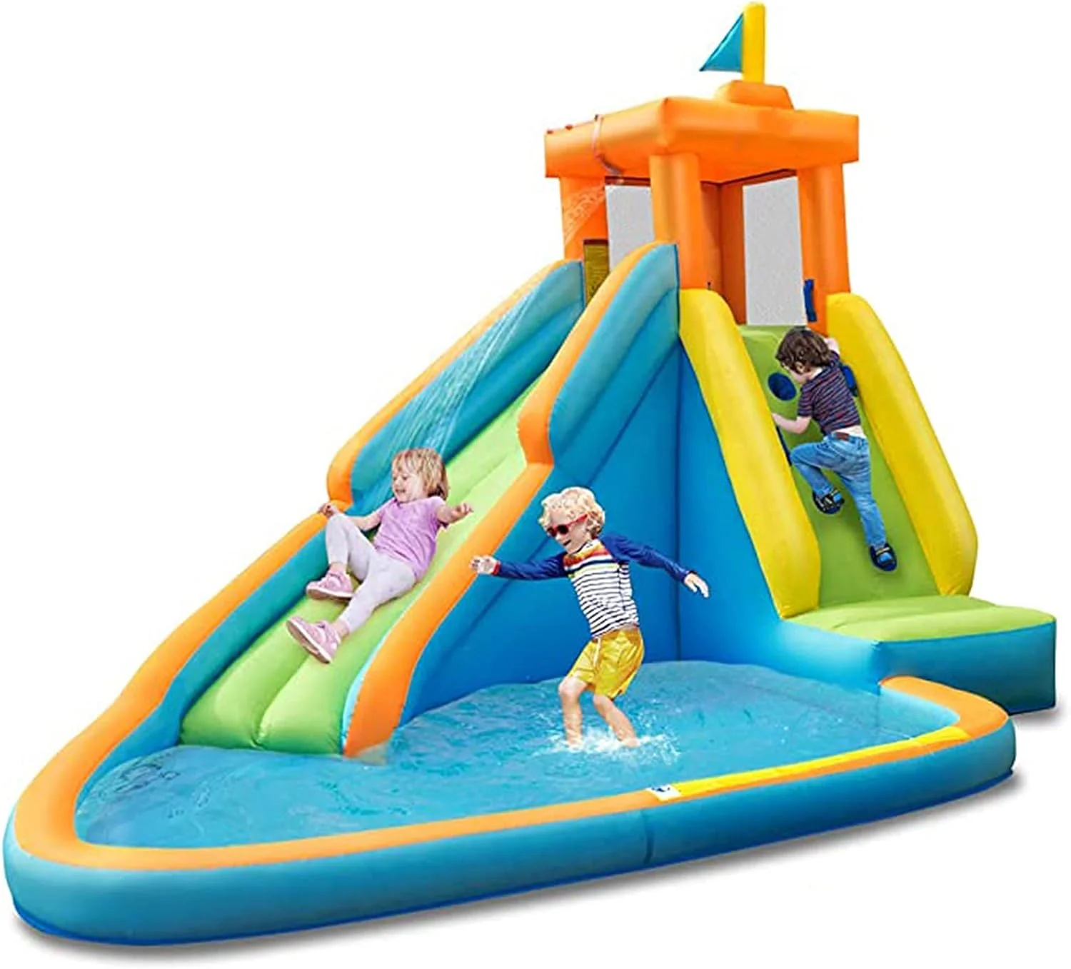 سرسره آبی بادی HXYgddf، استخر مرزی، سرسره بلند، دیوار کوه نوردی، کیف حمل آکسفورد، همراه با کیت تعمیر و شلنگ، قلعه 13 در 1