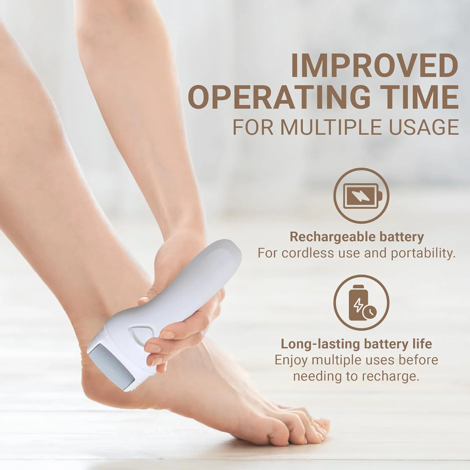 سوهان برقی پا SoleLux، دستگاه از بین برنده پوست مرده پا با 3 غلتک، ضد آب و قابل شارژ 60 میلی آمپر ساعتی برای از بین بردن پوست های خشک، ترک خورده و مرده سوهان برقی پا SoleLux، دستگاه از بین برنده پوست مرده پا با 3 غلتک، ضد آب و قابل شارژ 60 میلی آمپر ساعتی برای از بین بردن پوست های خشک، ترک خورده و مرده