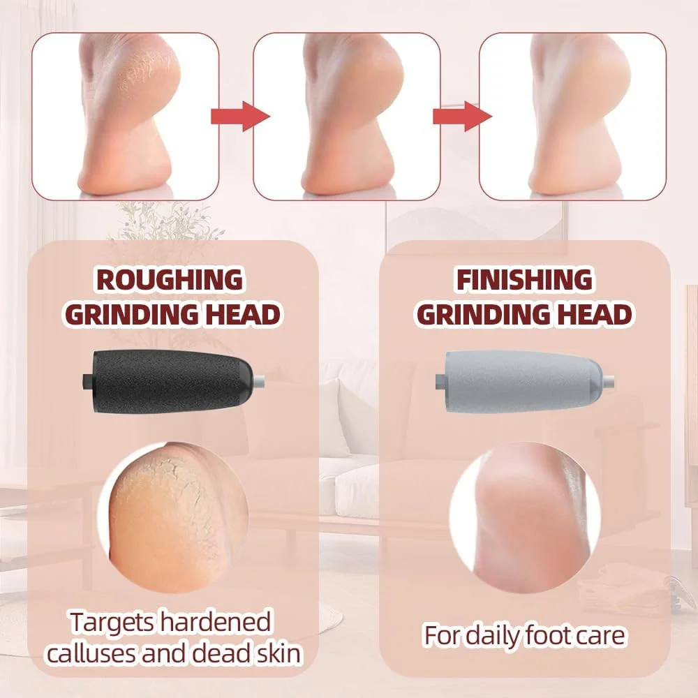 سوهان برقی پینه پا SGZIOO، سوهان برقی پینه پا با 6 سری سمباده، 3 سرعت، سوهان برقی شارژی پا، برای پوست های مرده، سفت و ترک خورده (سفید)