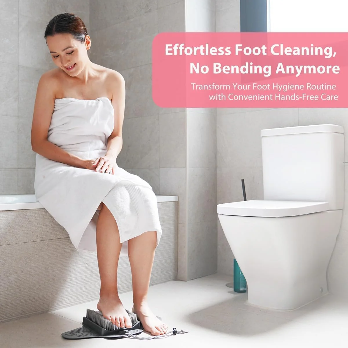 پد اسکرابر پا برای دوش با سنگ پا - تمیز کننده، صاف کننده و از بین برنده پوست مرده پا بدون خم شدن، از بین برنده پینه پا با مکنده های ضد لغزش، اسکرابر پا برای دوش و وان