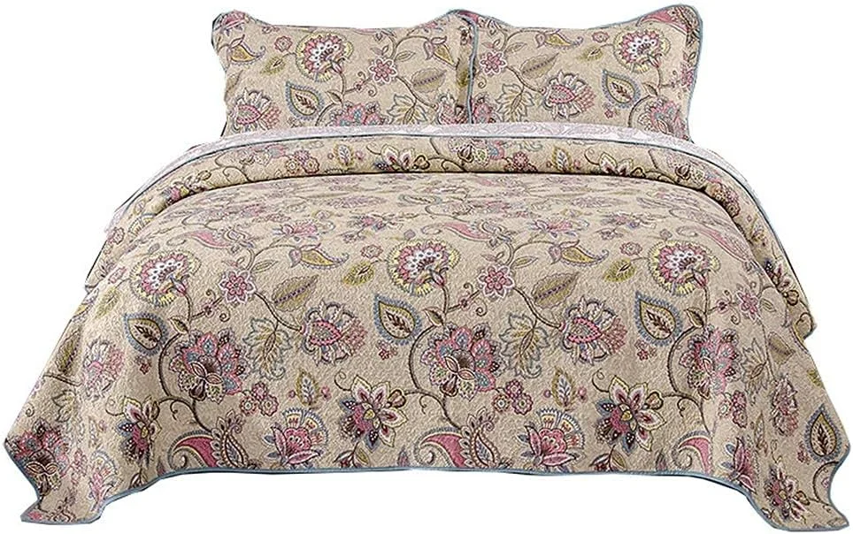روتختی پنبه ای سایز کینگ 3 تکه طرح رنگارنگ، لحاف تکه دوزی برگشت پذیر، ملحفه تخت خواب، ست روتختی وینتیج 230 در 250 سانتی متر