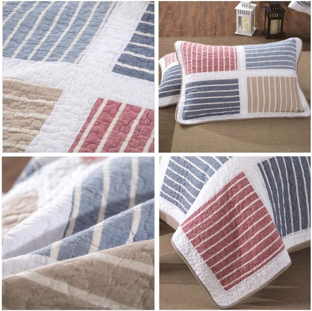 روتختی لحافی پنبه ای سایز کینگ، ست 3 تکه لحاف دوزی شده، کینگ: 230x250 سانتی متر + 50x70 سانتی متر، -کینگ: 230X250 سانتی متر + 50x70 سانتی متر