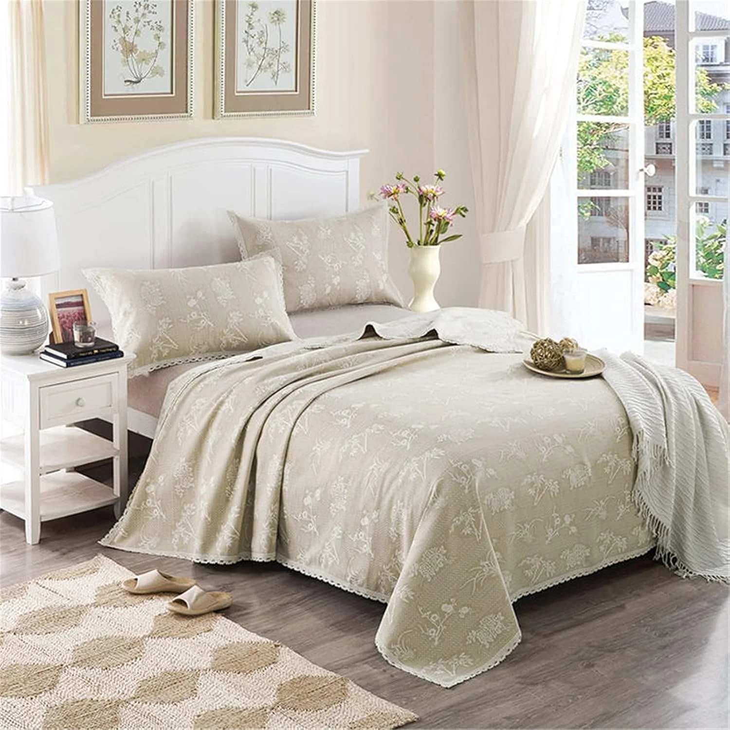 ست روتختی لحافی، پتو و رو تختی نرم مناسب فصل تابستان، سایز دو نفره 200x230 سانتی متر به همراه 2 عدد روبالشی 50x80 سانتی متر، سبز (قرمز) (خاکستری)