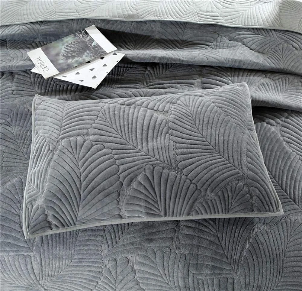 Bedspread Quilted King Size Bedspreads Cotton Double Patchwork Quilts Bedding Throws Set Comforter And Pillow Shams 3 Piece Bedding Set,GreyA-224X234+2X51X71CM,Grey-king 224X234+2X51X71CM