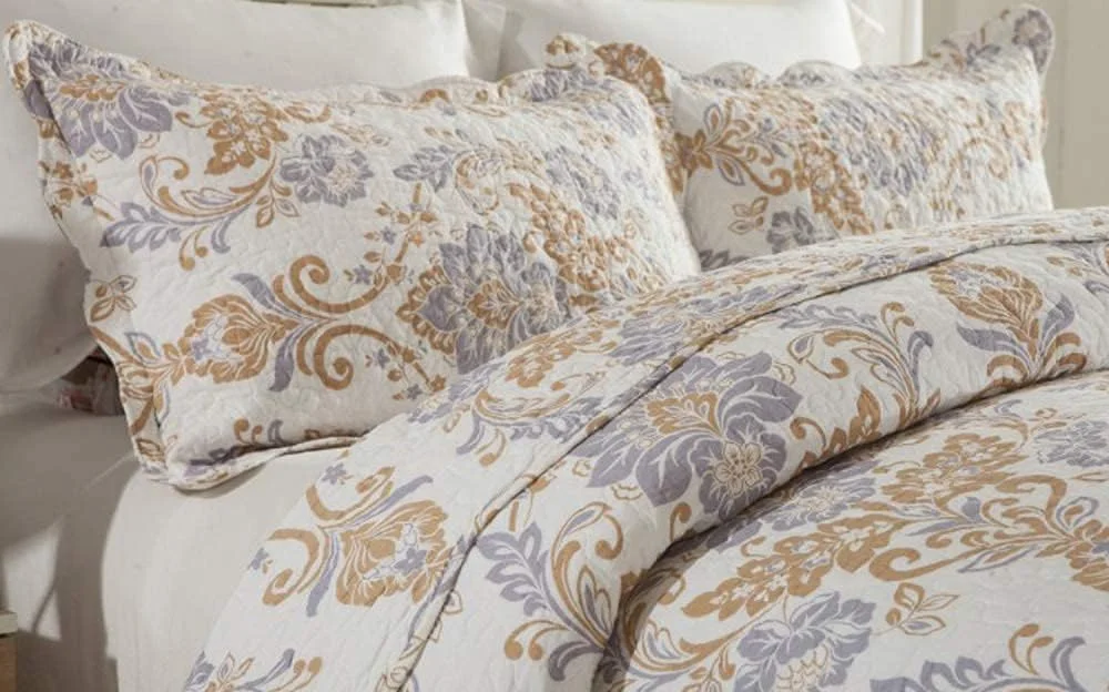 روتختی کینگ سایز، روتختی پنبه ای طرح تکه دوزی، ست روتختی لحاف و روبالشتی، V-230X250cm+50X70cm, M-king 230X250cm+50X70cm