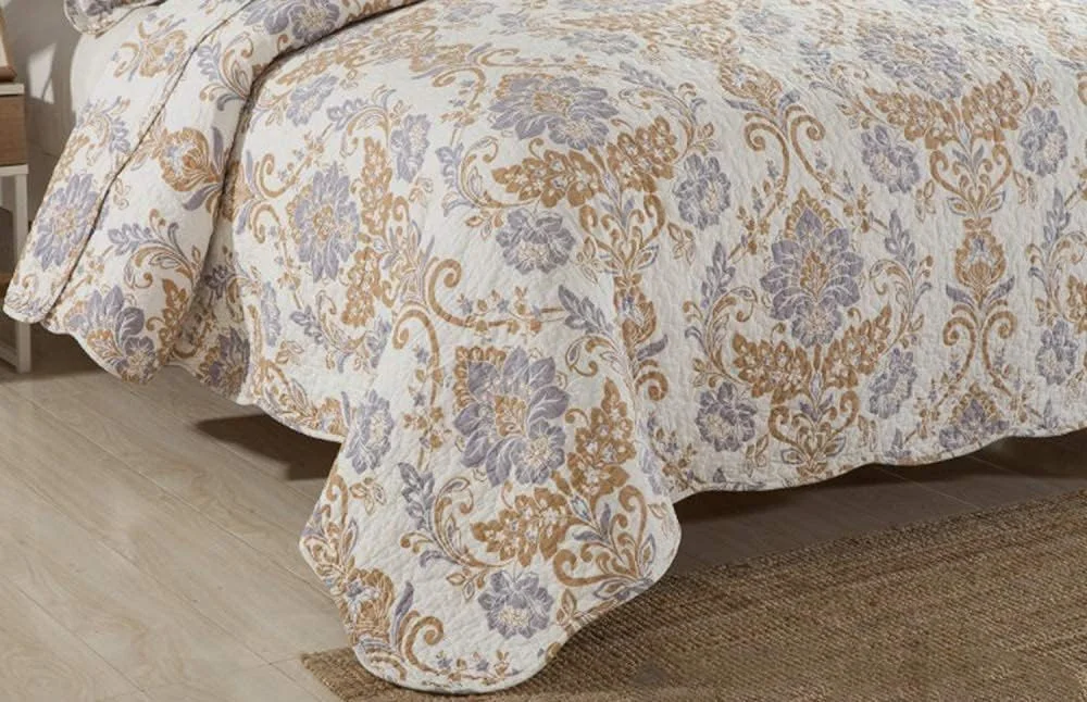 روتختی کینگ سایز، روتختی پنبه ای طرح تکه دوزی، ست روتختی لحاف و روبالشتی، V-230X250cm+50X70cm, M-king 230X250cm+50X70cm