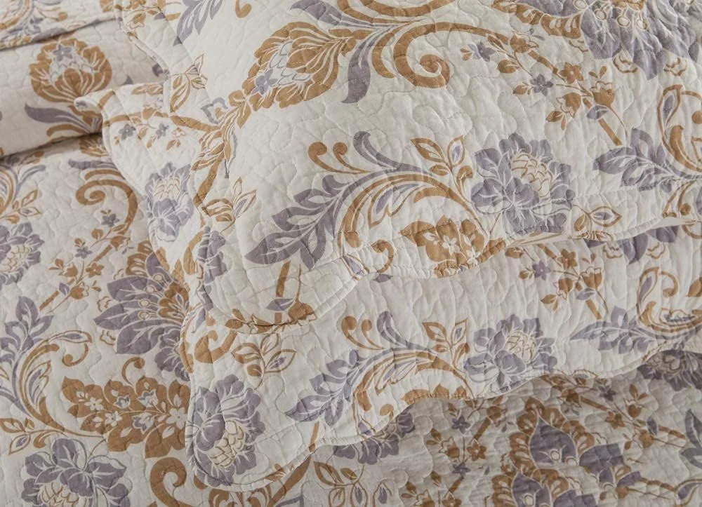 روتختی کینگ سایز، روتختی پنبه ای طرح تکه دوزی، ست روتختی لحاف و روبالشتی، V-230X250cm+50X70cm, M-king 230X250cm+50X70cm